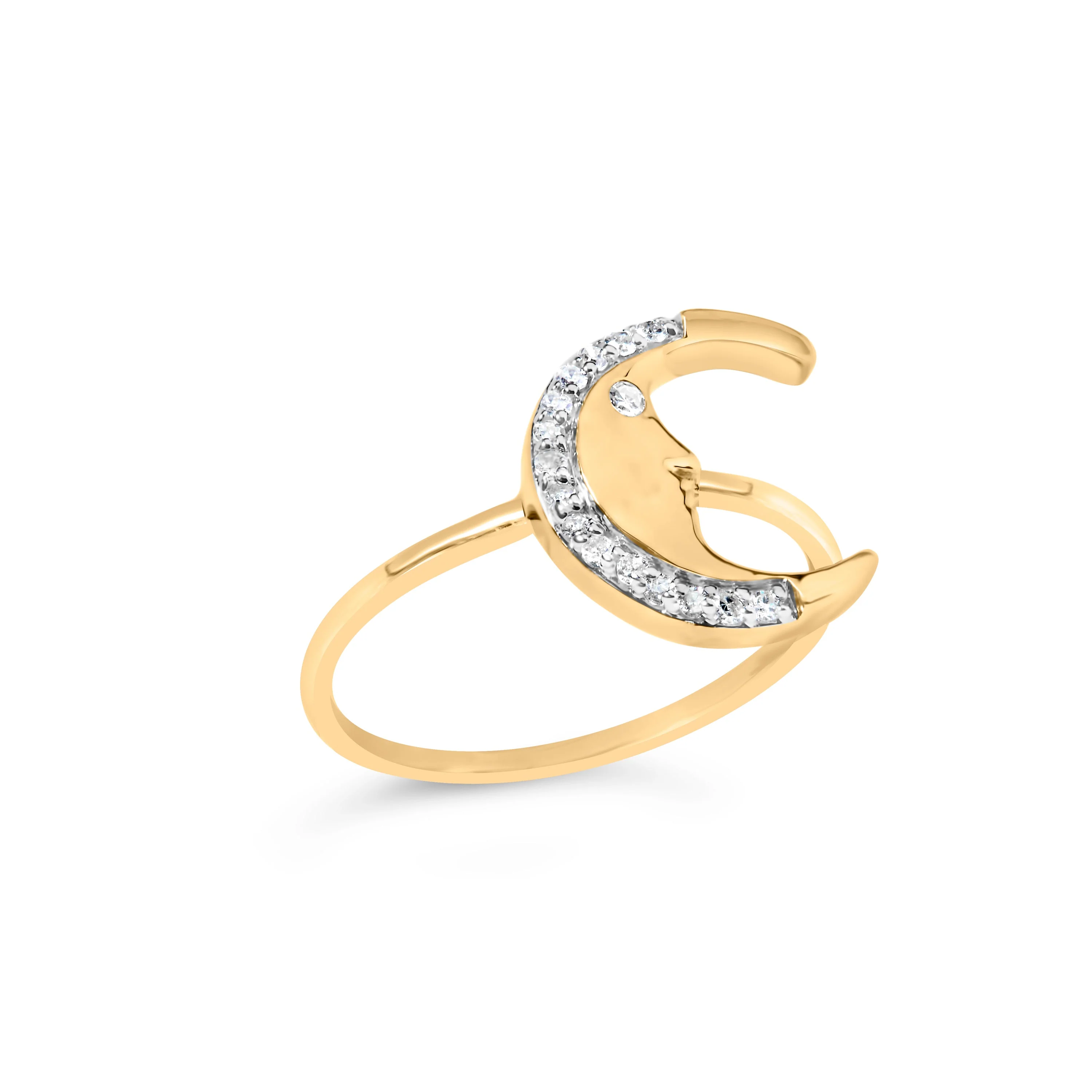 10K Yellow Gold 1/10 Cttw Diamond Crescent Moon Ring (I-J Color, I1-I2 Clarity) - Ring Size 6 - Image 8