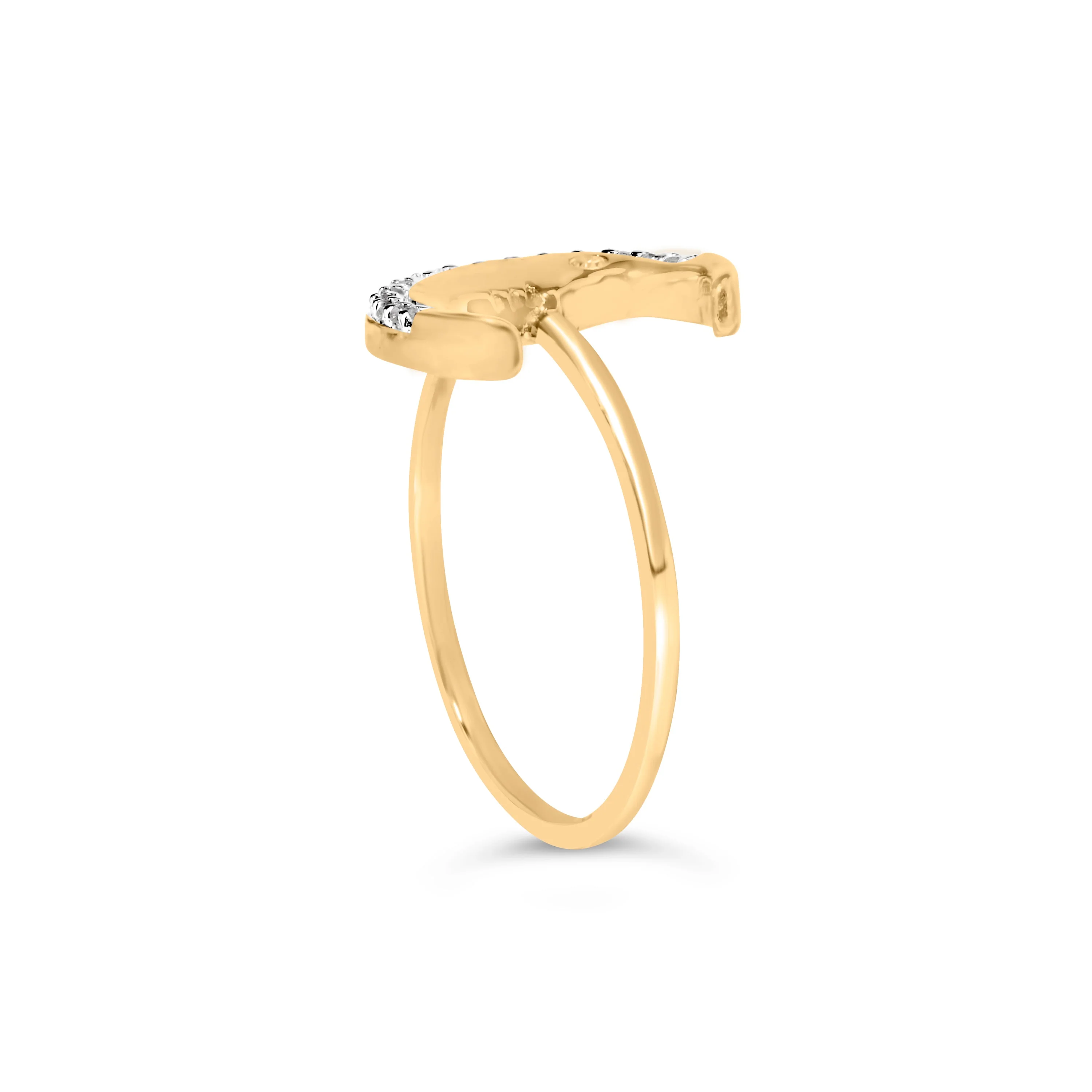 10K Yellow Gold 1/10 Cttw Diamond Crescent Moon Ring (I-J Color, I1-I2 Clarity) - Ring Size 6 - Image 9