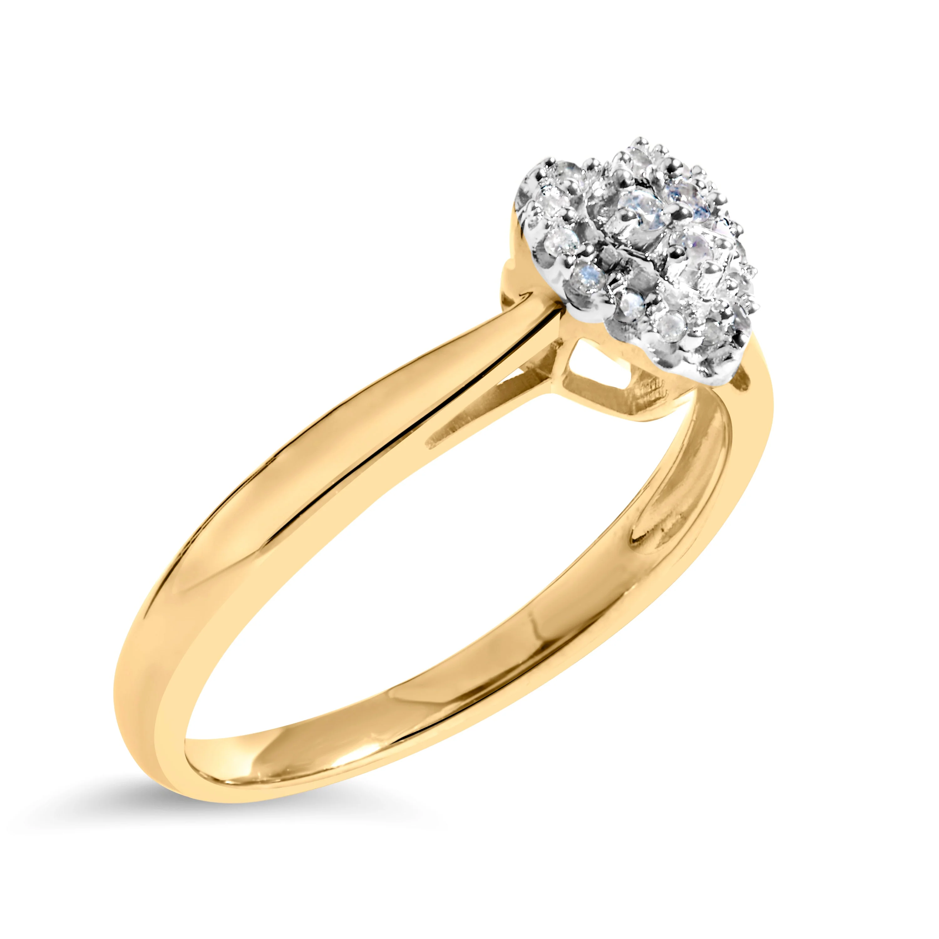 10K Yellow Gold 1/10 Cttw Diamond Heart and Halo Promise Ring - Image 3