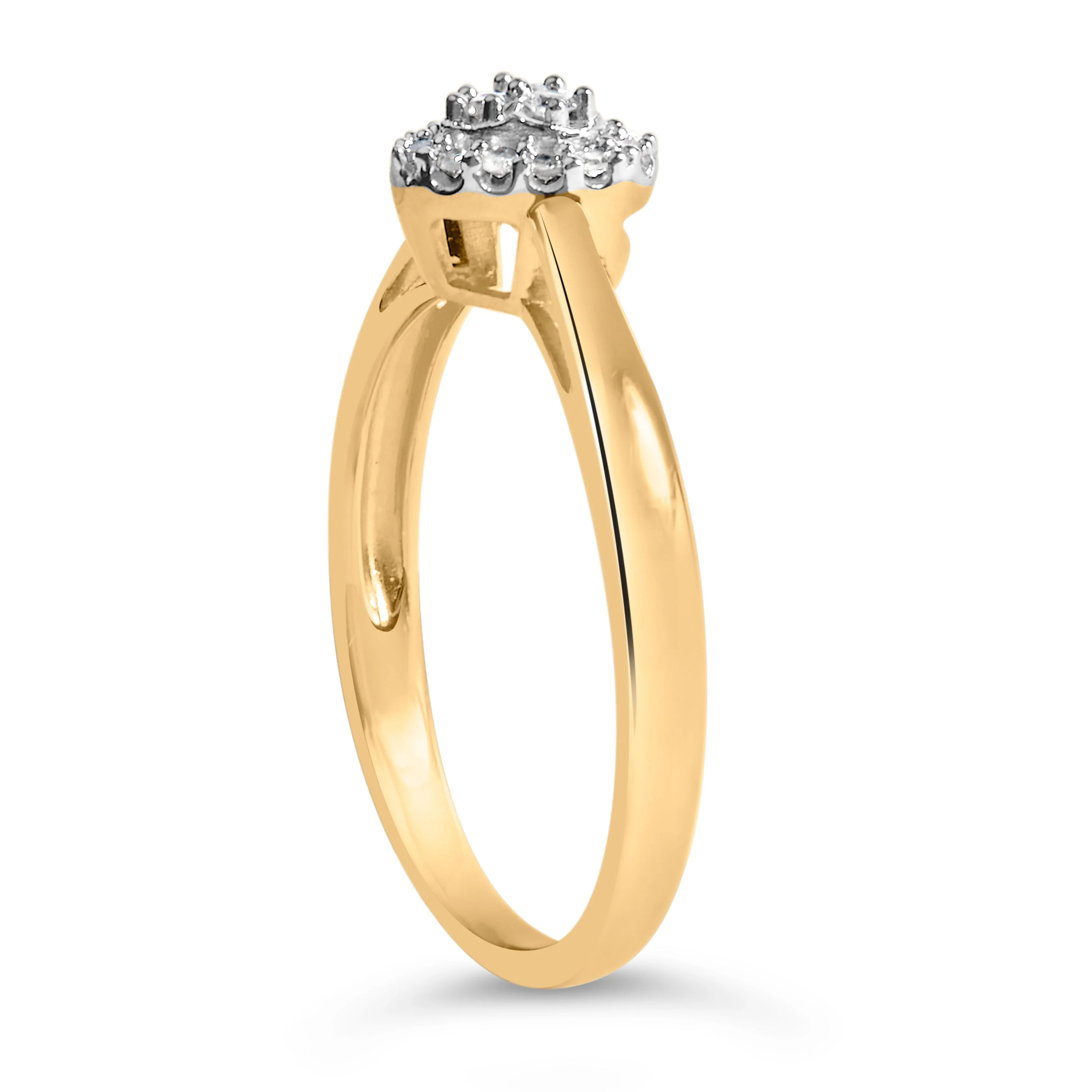 10K Yellow Gold 1/10 Cttw Diamond Heart and Halo Promise Ring - Image 4