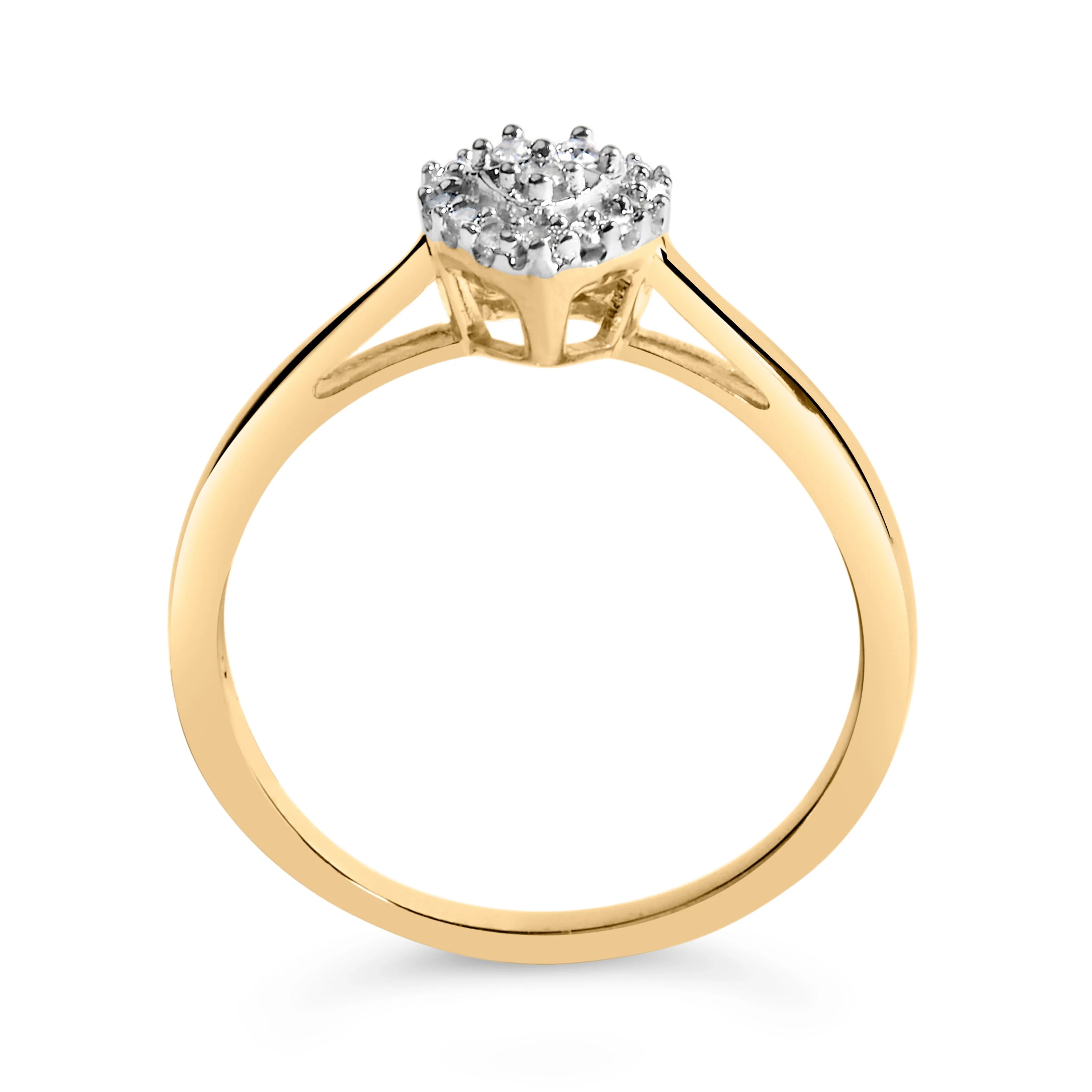 10K Yellow Gold 1/10 Cttw Diamond Heart and Halo Promise Ring - Image 5