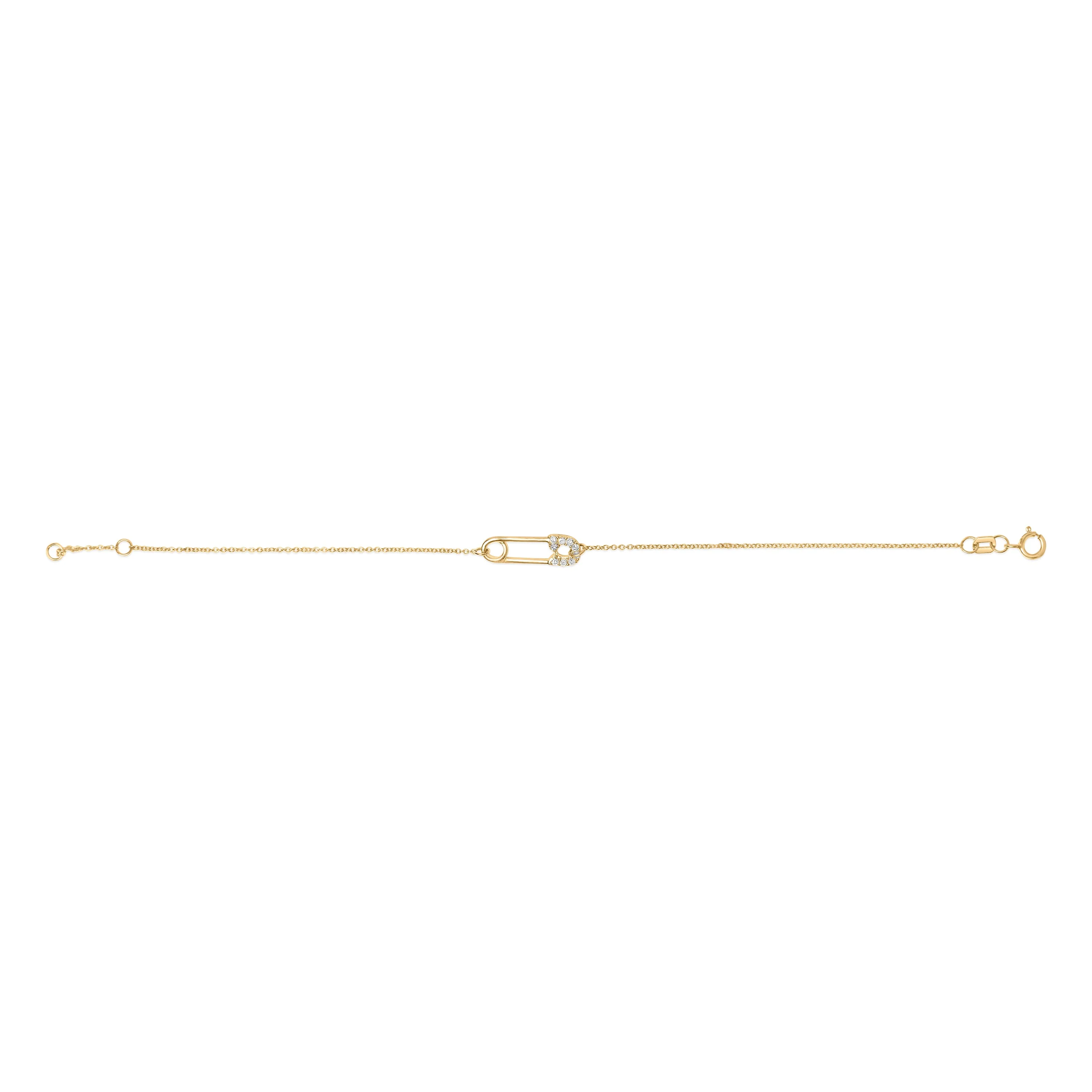 10K Yellow Gold 1/10 Cttw Diamond Paperclip Charm Adjustable Link Bracelet  (I-J Color, I1-I2 Clarity) - 7.25 Inch - Image 3
