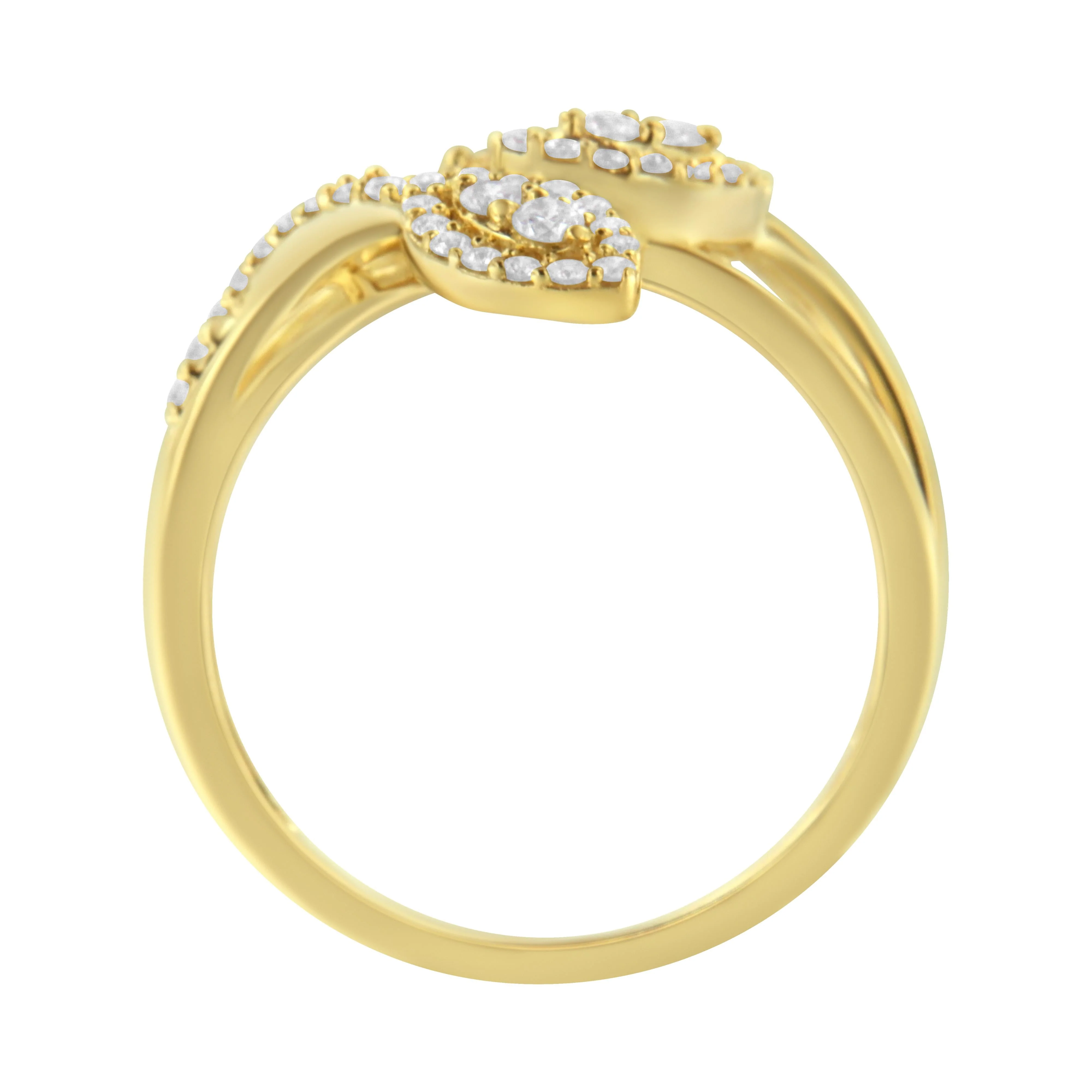 10K Yellow Gold 1/2 Cttw Round-Cut Diamond Layered Crossover Triple Leaf Bypass Ring (I-J Color, I1-I2 Clarity) - Size 7 - Image 4