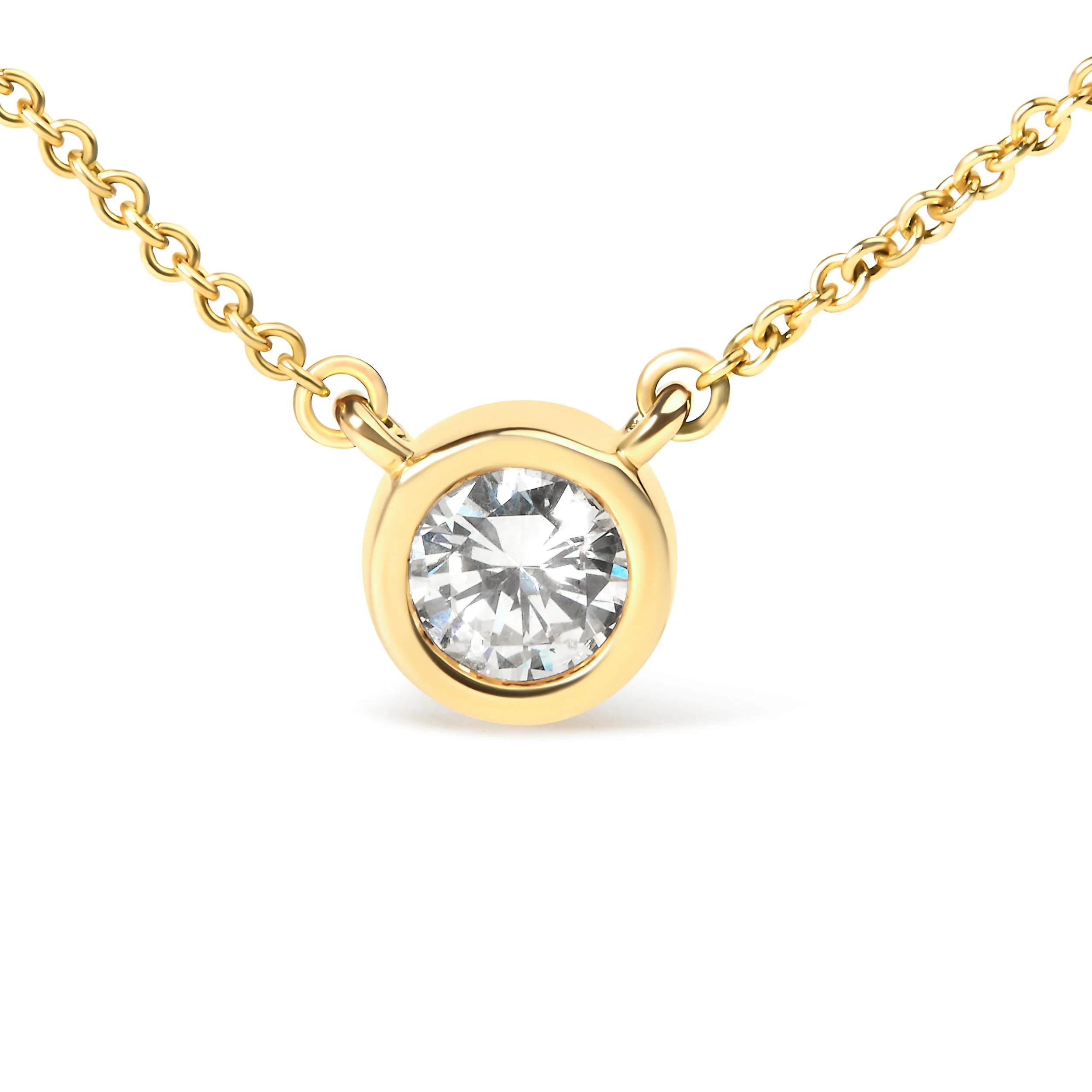 10K Yellow Gold 1/3 Carat Round Brilliant-Cut Diamond Modern Bezel-Set Solitaire 16"-18" Pendant Necklace (H-I Color, SI2-I1 Clarity) - Image 7