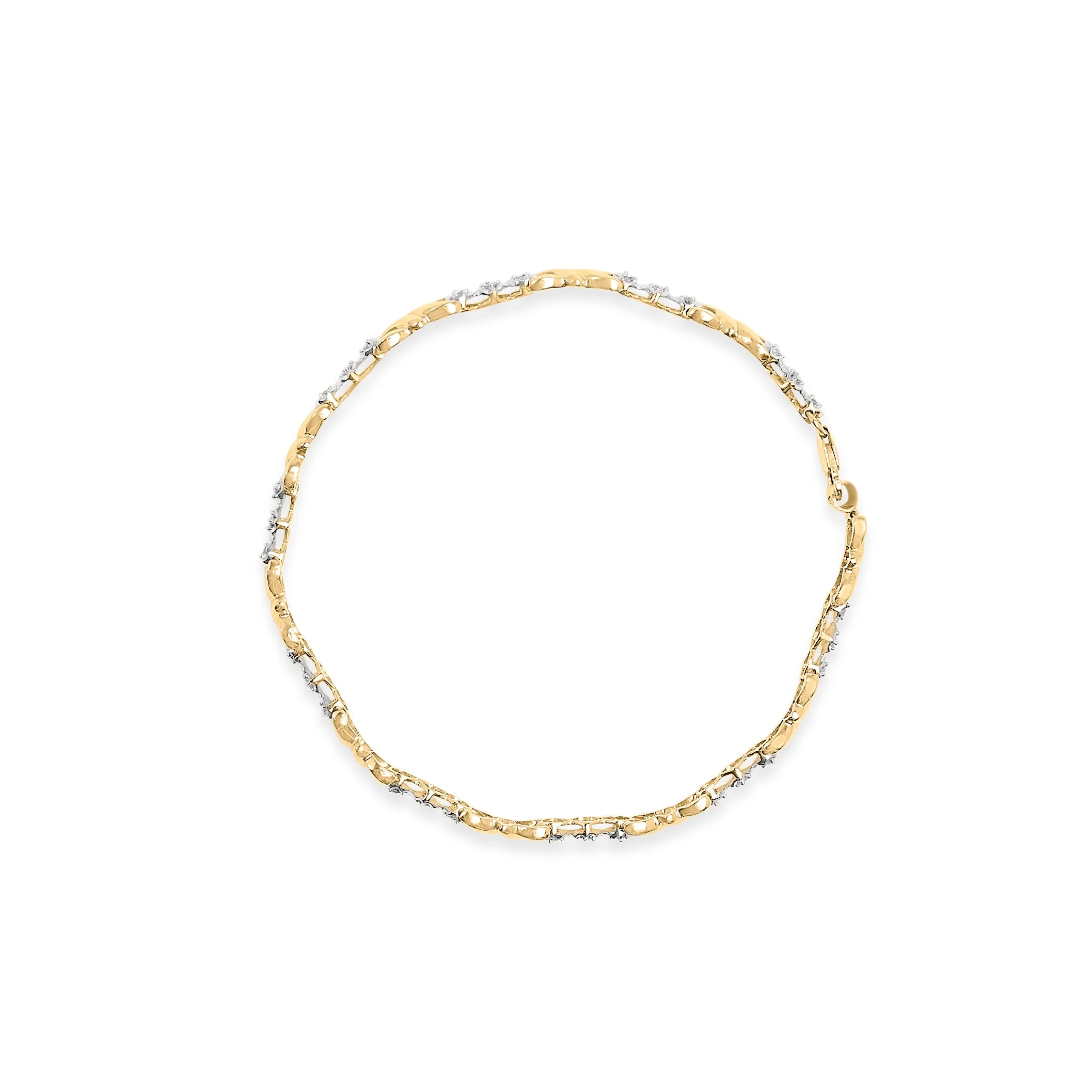 10k Yellow Gold 1/3 Cttw Diamond 3 Stone and X-Link Bracelet (I-J Color, I1-I2 Clarity) - 7.50" Inches - Image 7