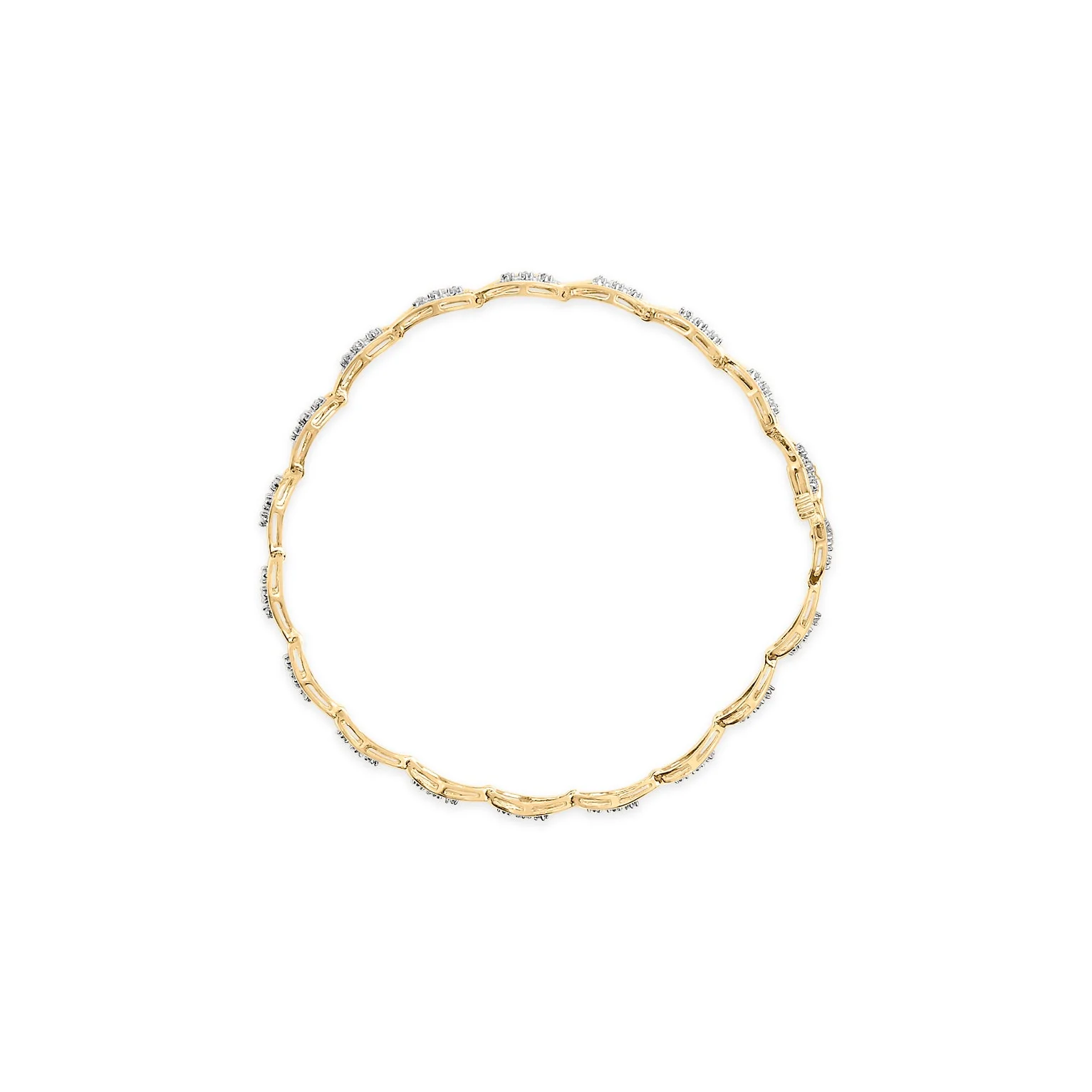 10k Yellow Gold 1/3 Cttw Diamond 3 Stone Teardrop Design Link Bracelet (I-J Color, I1-I2 Clarity) - 7.25" Inches - Image 2