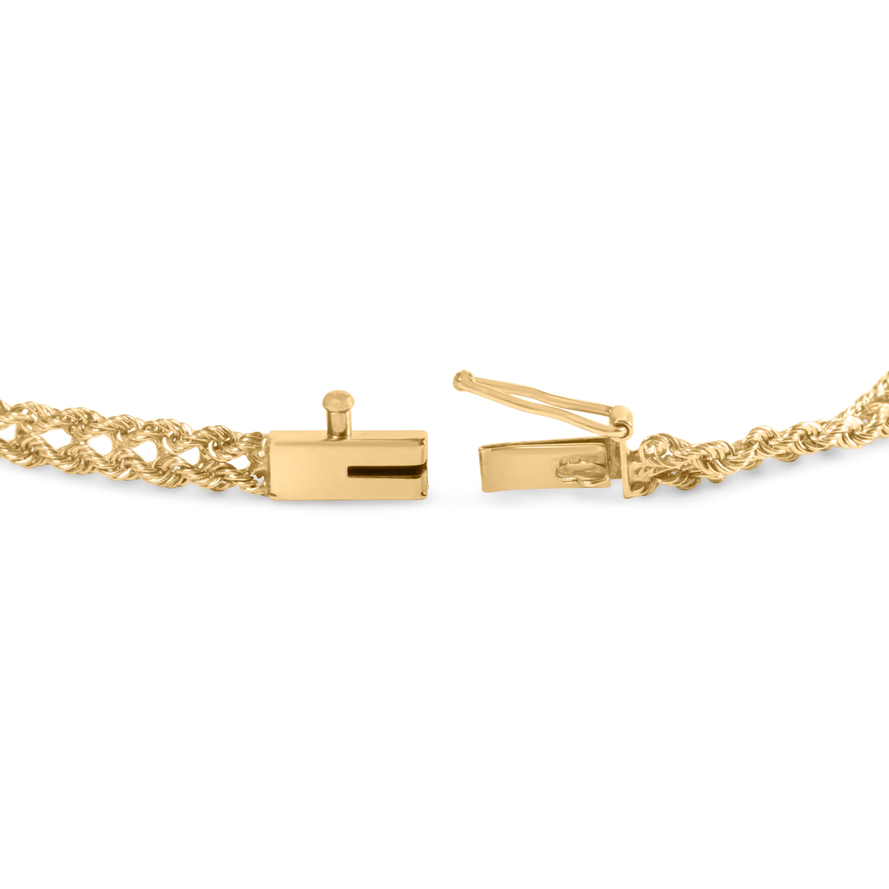 10K Yellow Gold 1/4 Cttw Round-Cut Diamond Basket Weave Rope Chain Style 7" Bracelet (H-I Color, I1-I2 Clarity) - Image 2