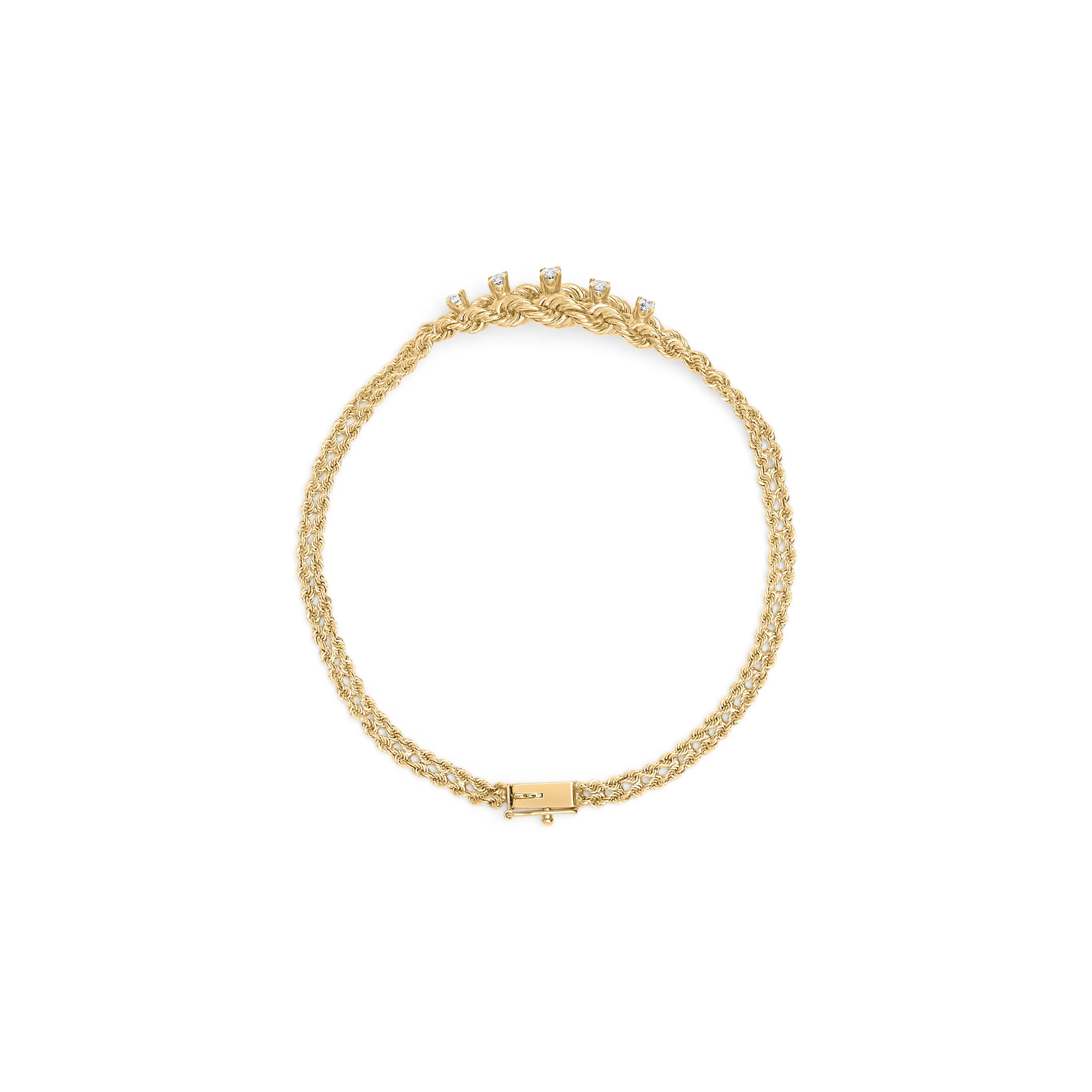 10K Yellow Gold 1/4 Cttw Round-Cut Diamond Basket Weave Rope Chain Style 7" Bracelet (H-I Color, I1-I2 Clarity) - Image 7