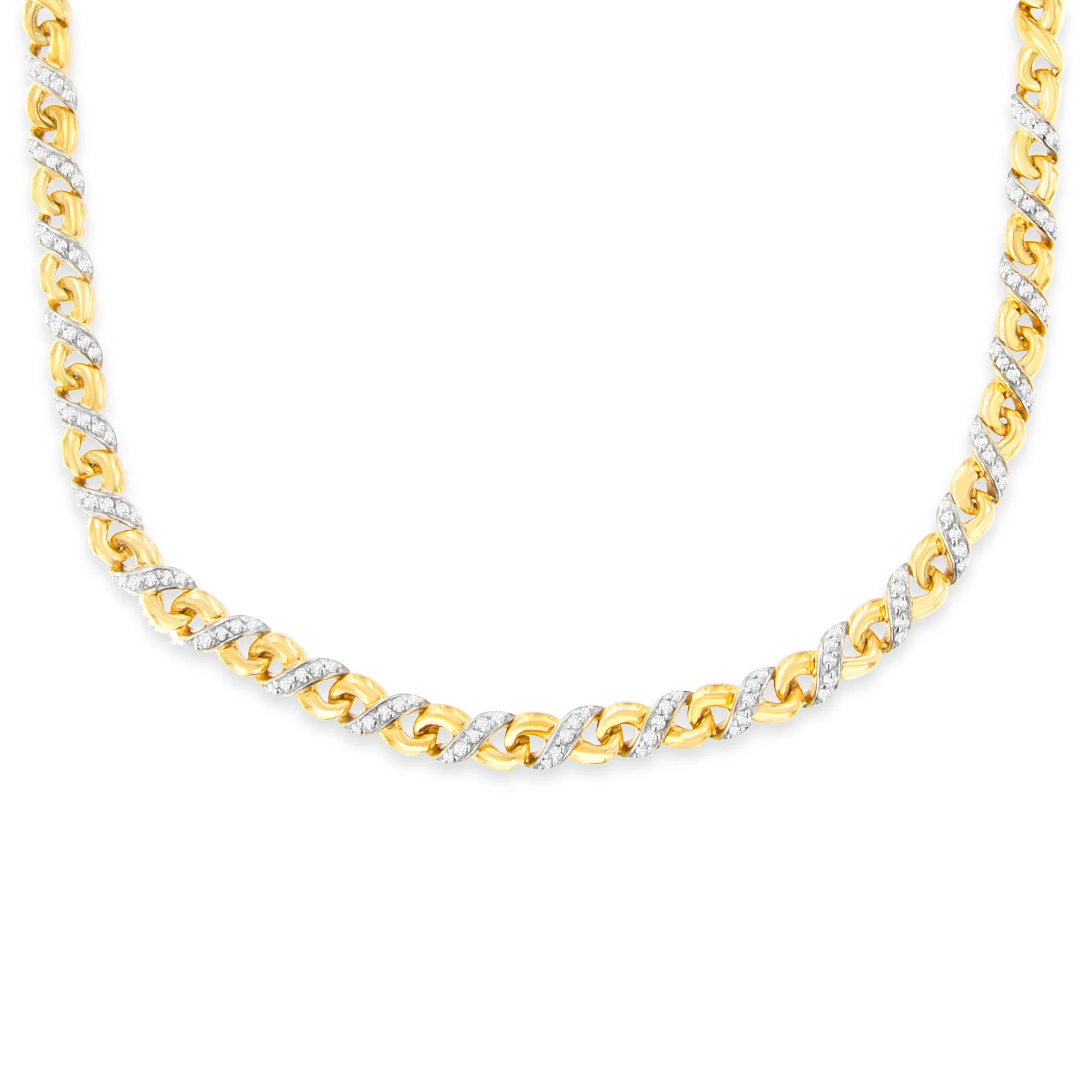 10K Yellow Gold 1 cttw Diamond Riviera Statement Pendant Necklace (J-K, I2-I3) - Image 5
