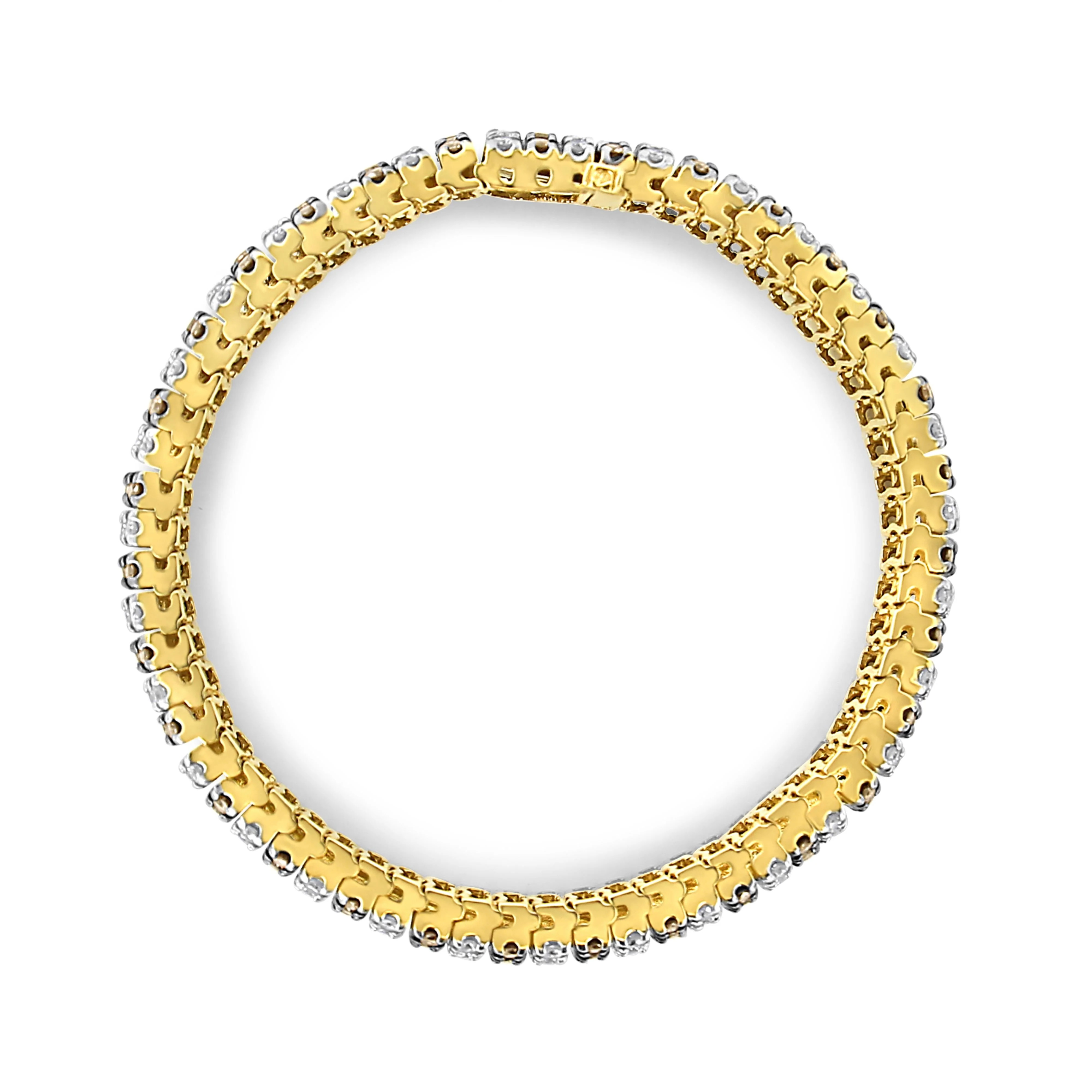 10K Yellow Gold 10-1/3 Cttw Alternating Coco Color and White Diamond 5 Row Tennis Bracelet (Brown/H-I Color, SI1-SI2 Clarity) - Size 7.25 - Image 3