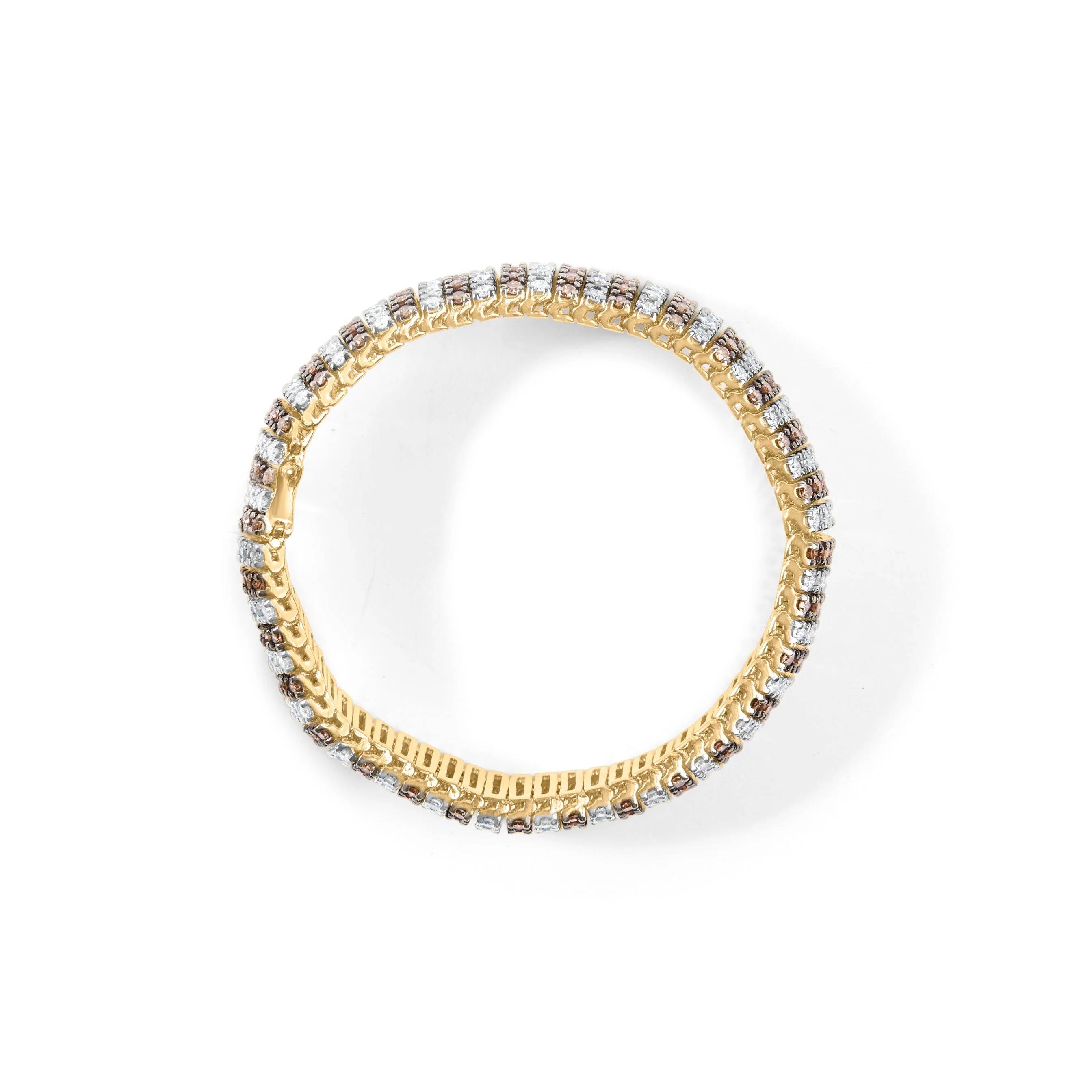 10K Yellow Gold 10-1/3 Cttw Alternating Coco Color and White Diamond 5 Row Tennis Bracelet (Brown/H-I Color, SI1-SI2 Clarity) - Size 7.25 - Image 6