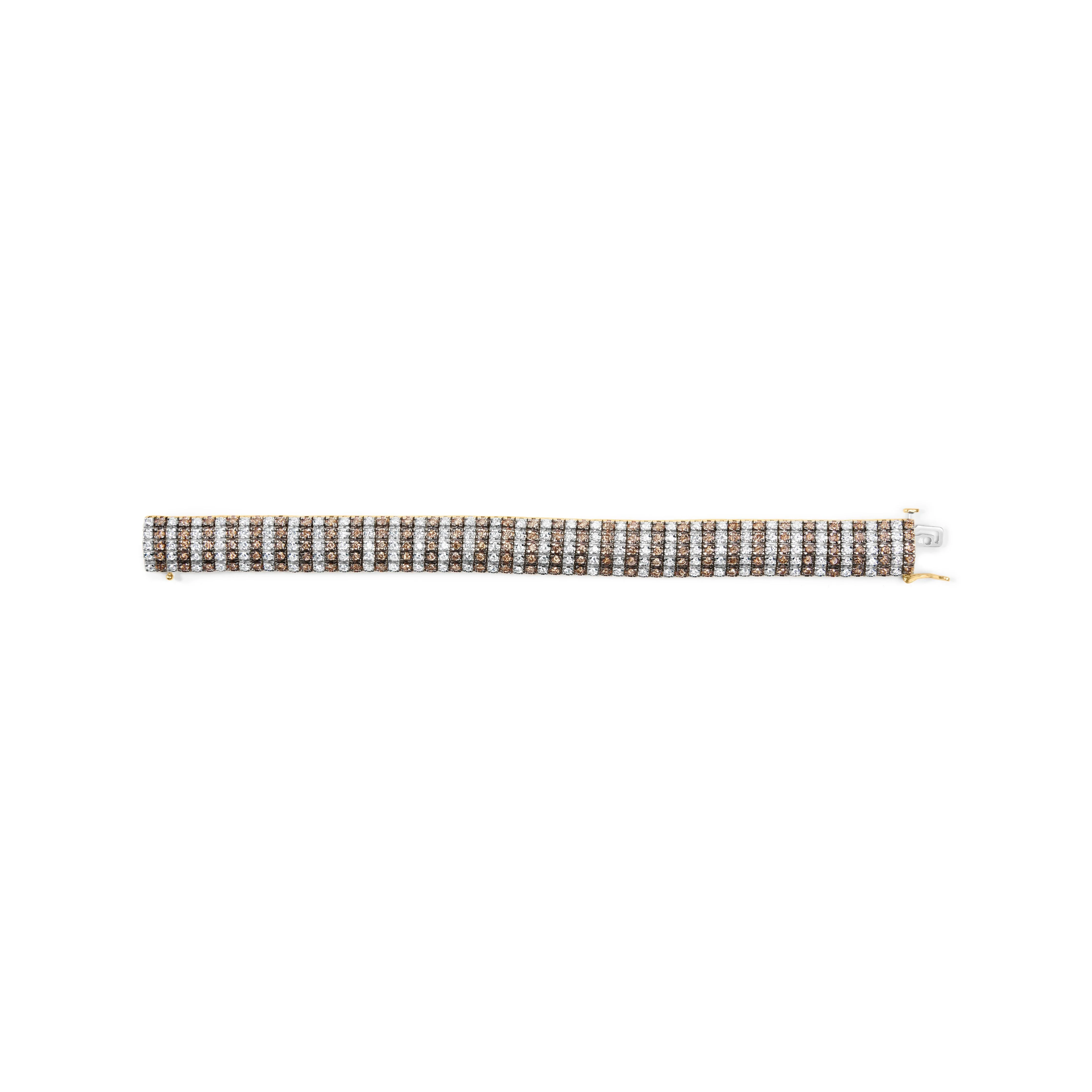 10K Yellow Gold 10-1/3 Cttw Alternating Coco Color and White Diamond 5 Row Tennis Bracelet (Brown/H-I Color, SI1-SI2 Clarity) - Size 7.25 - Image 7