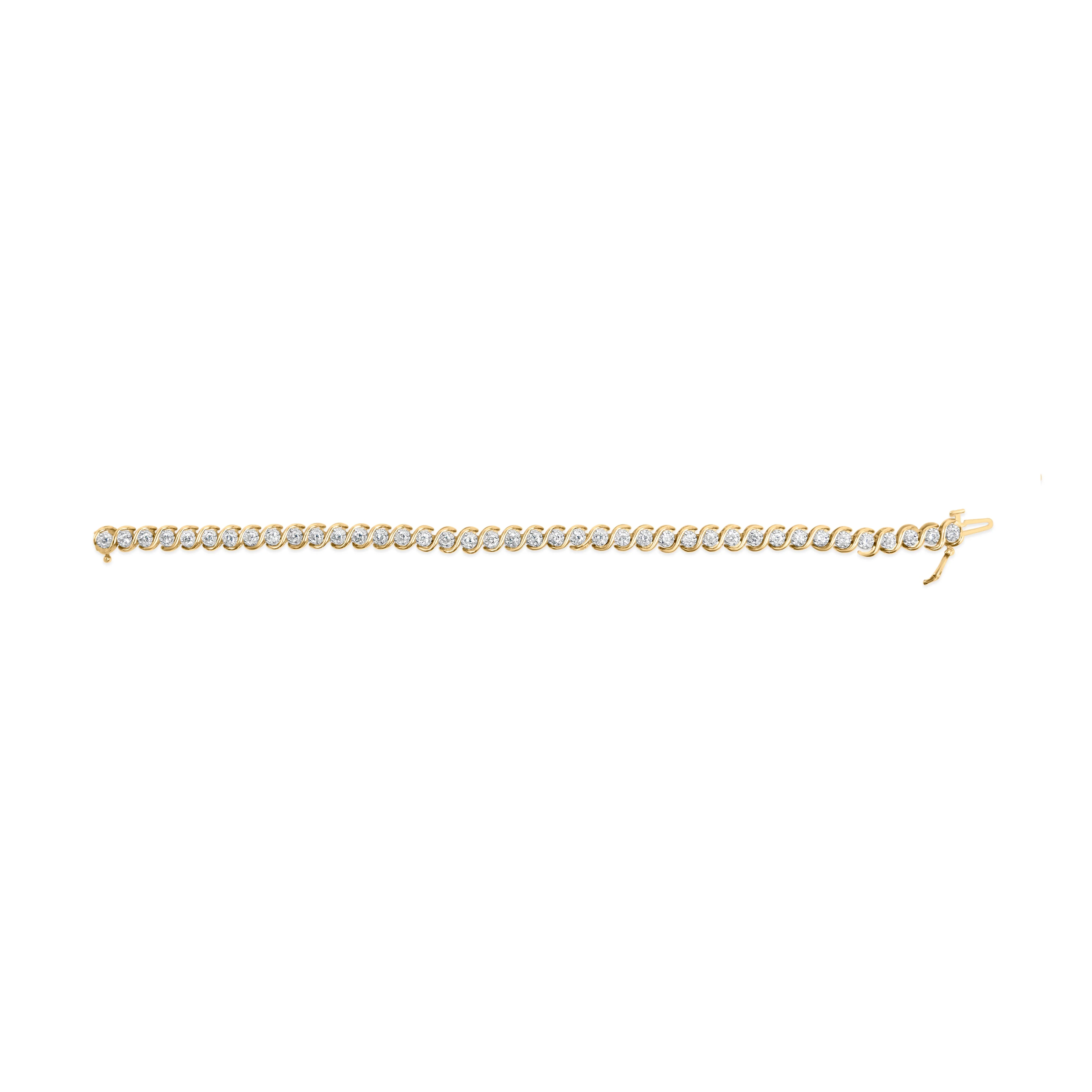 10K Yellow Gold 3 cttw Round-Cut Diamond Spiral Link 7.50" Bracelet (I-J Color, I1-I2 Clarity) - Image 4