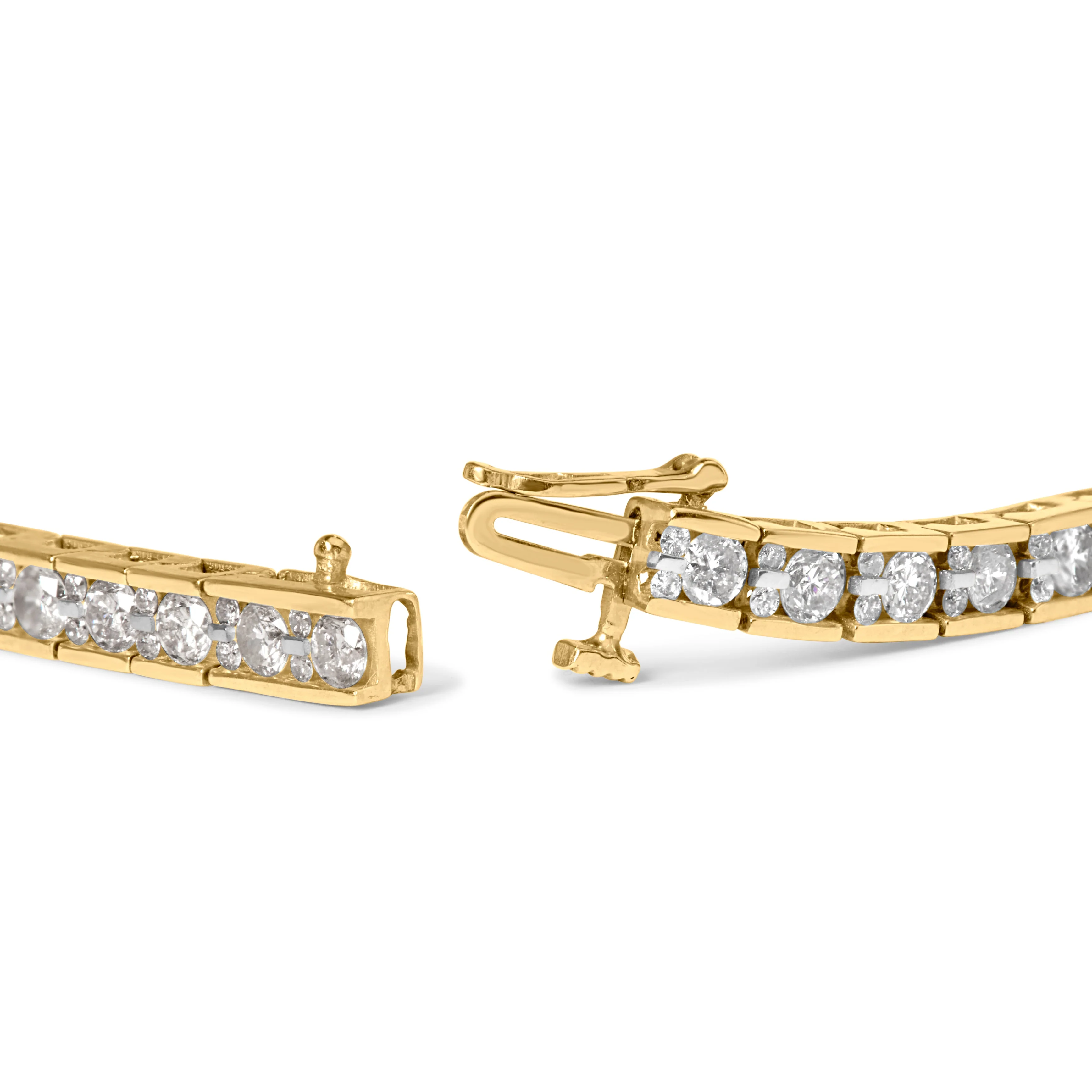 10K Yellow Gold 4.00 Cttw Channel Set Round Diamond Tennis 7" Bracelet (J-K Color, I1-I2 Clarity) - Image 2
