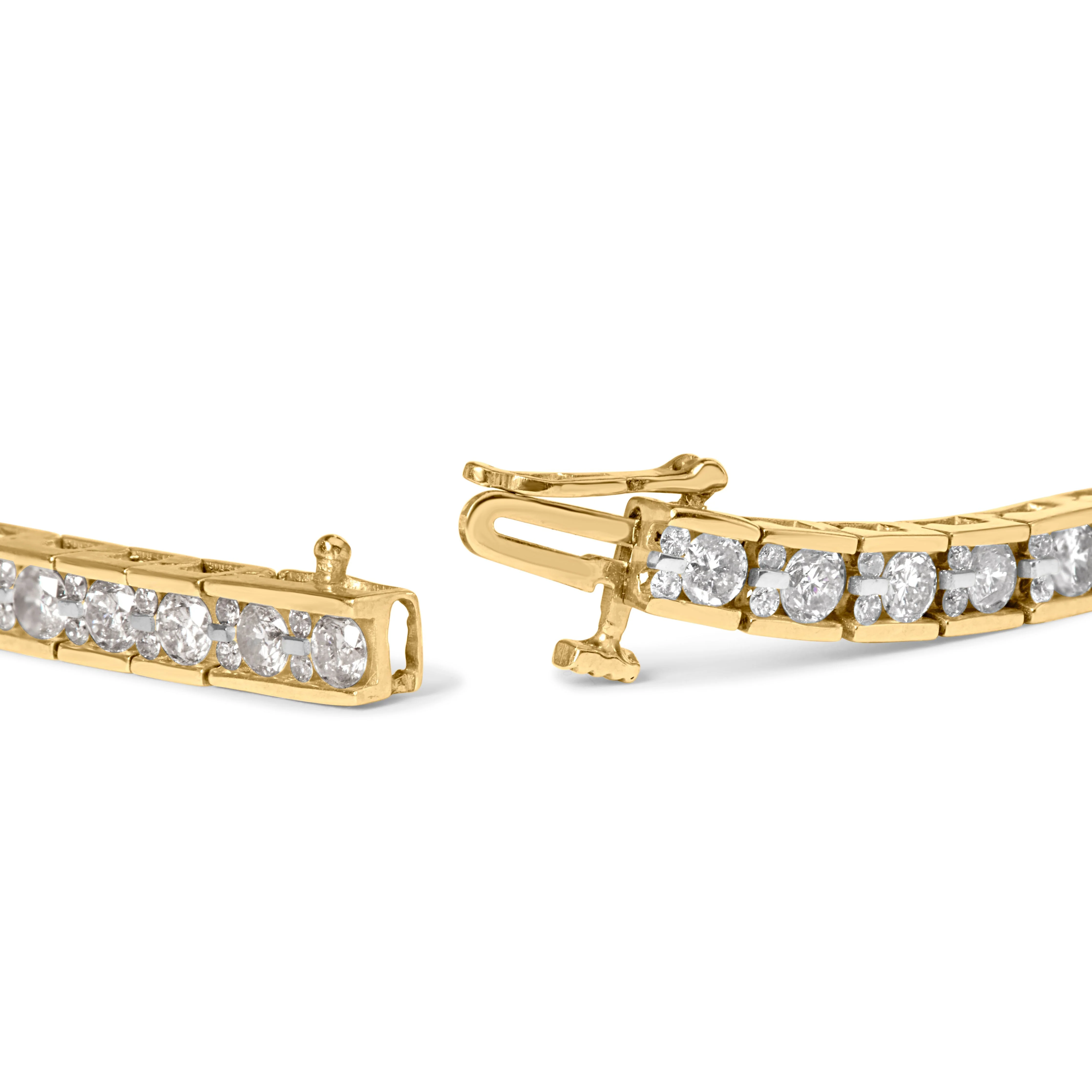 10K Yellow Gold 4.00 Cttw Channel Set Round Diamond Tennis 7" Bracelet (J-K Color, I1-I2 Clarity) - Image 6