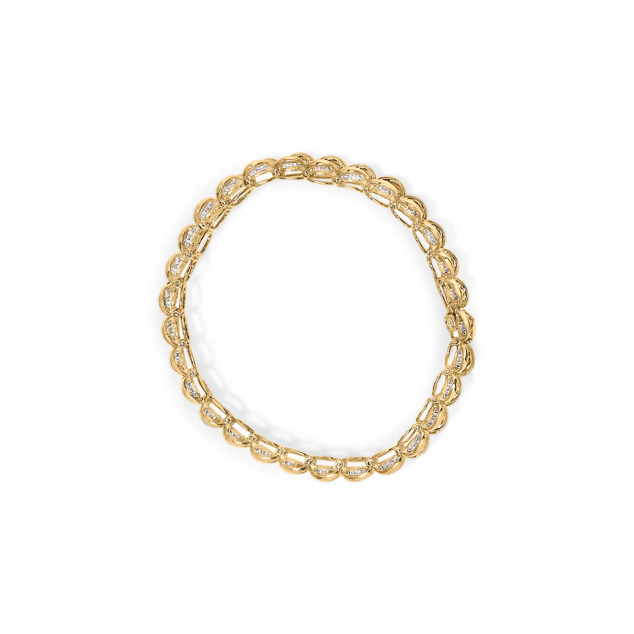 10K Yellow Gold 4.00 Cttw Pave Diamond Classic Link 7" Bracelet (I-J Color, I2-I3 Clarity) - Image 2