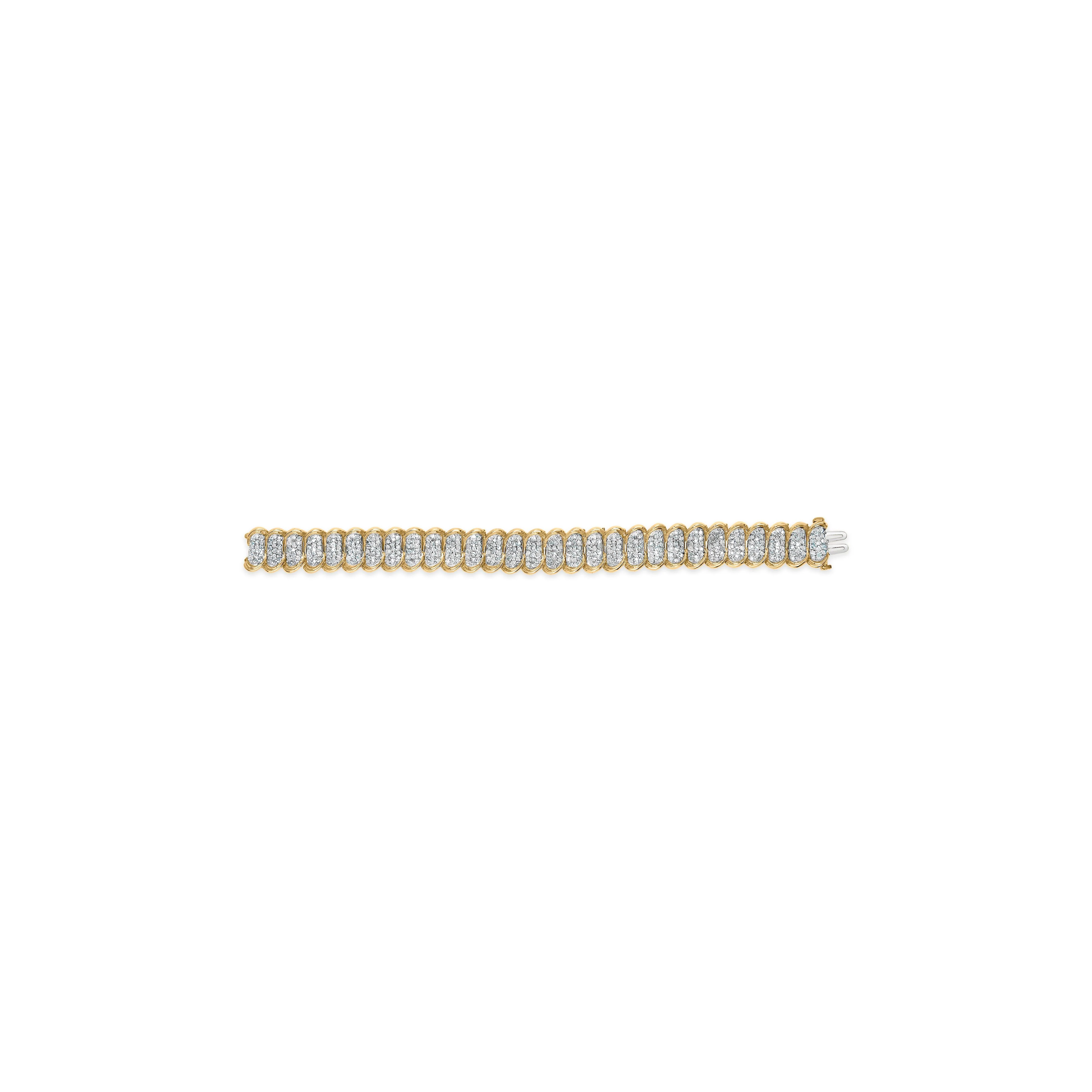 10K Yellow Gold 4.00 Cttw Pave Diamond Classic Link 7" Bracelet (I-J Color, I2-I3 Clarity) - Image 6