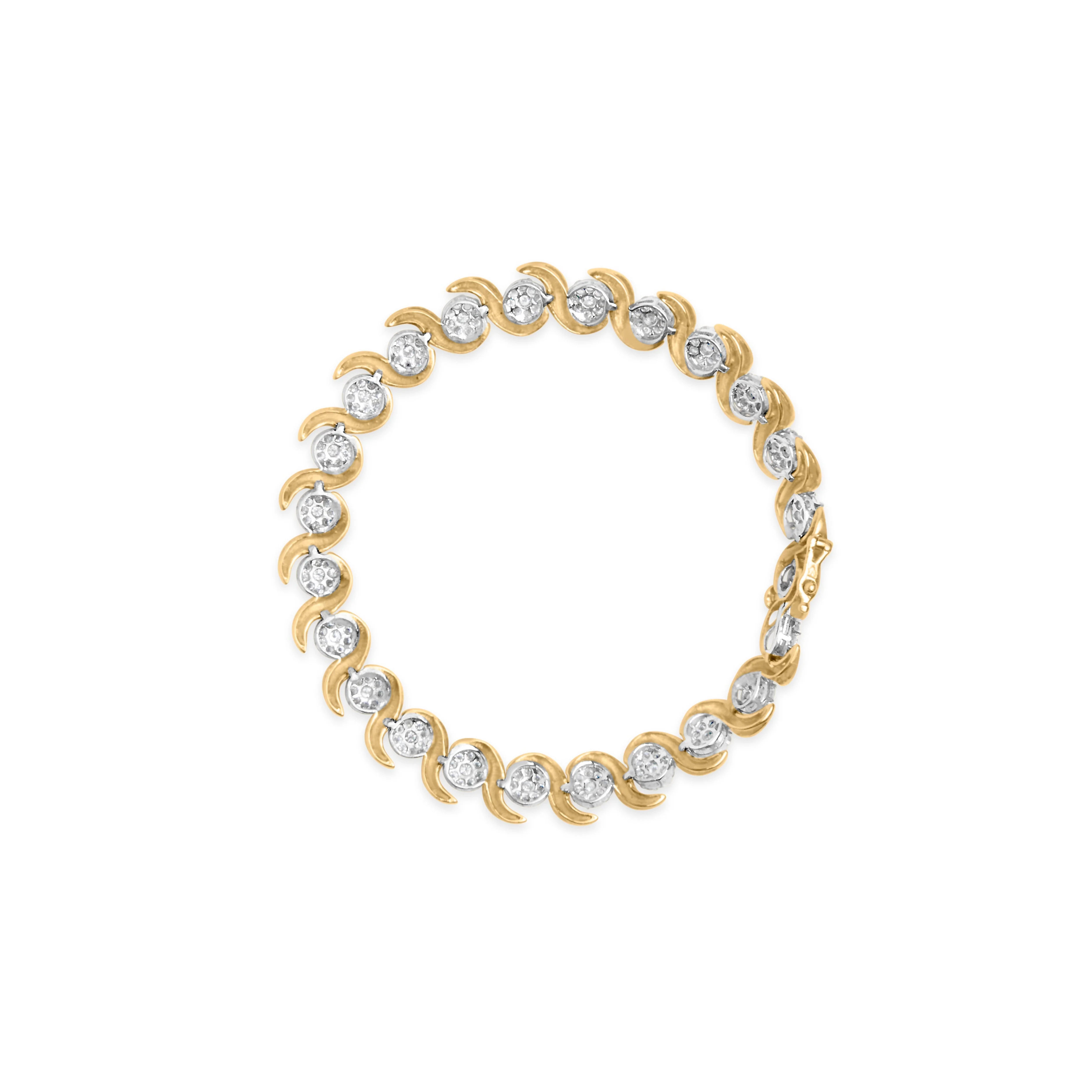 10K Yellow Gold 4.00 Cttw Round-Cut Diamond Floral Link 7.5" Bracelet (H-I Color, I2-I3 Clarity) - Image 7