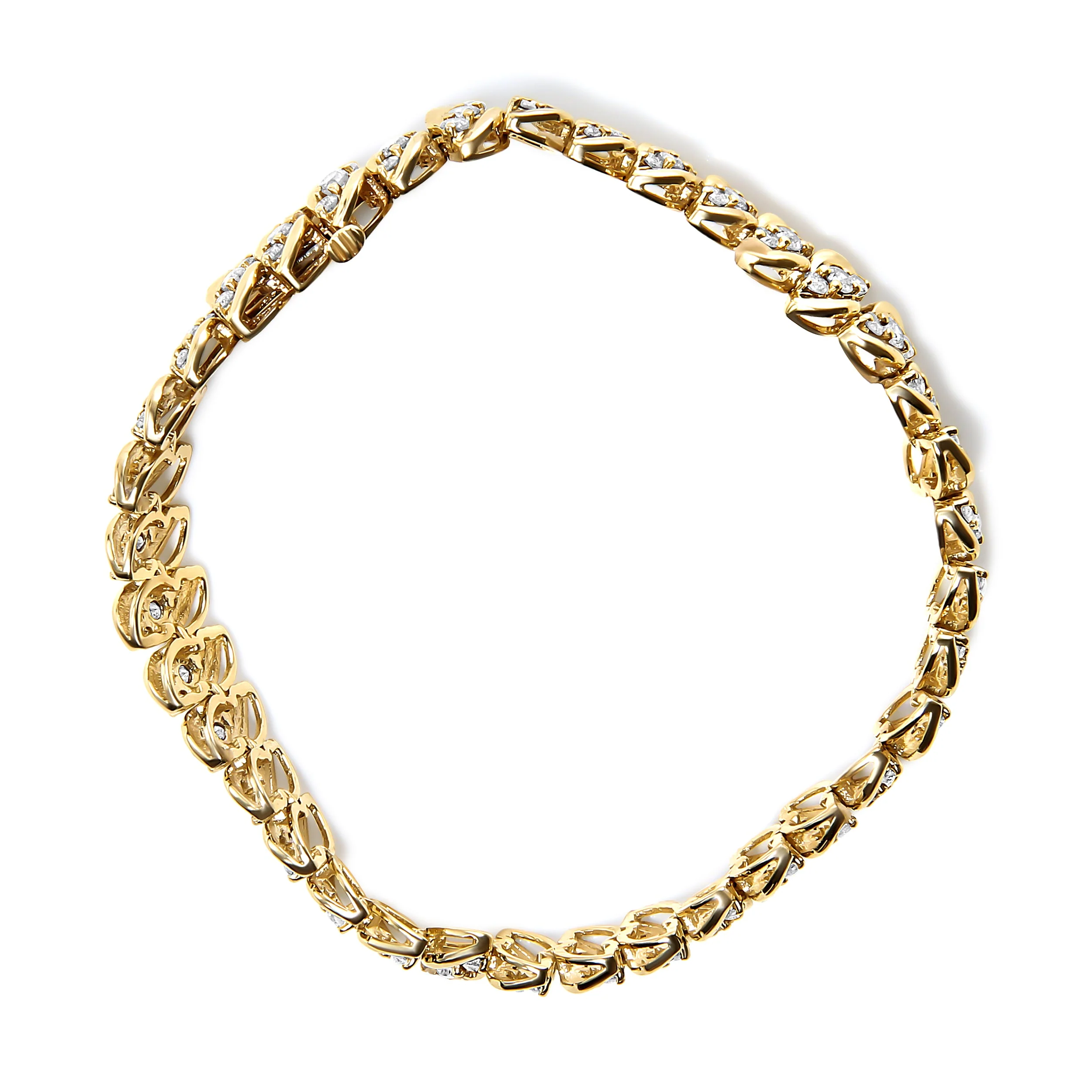 10K Yellow Gold 5.0 Cttw Diamond Double Row S-Link Cuban Bracelet (J-K Color, I2-I3 Clarity) - 7.25" Inches - Image 7