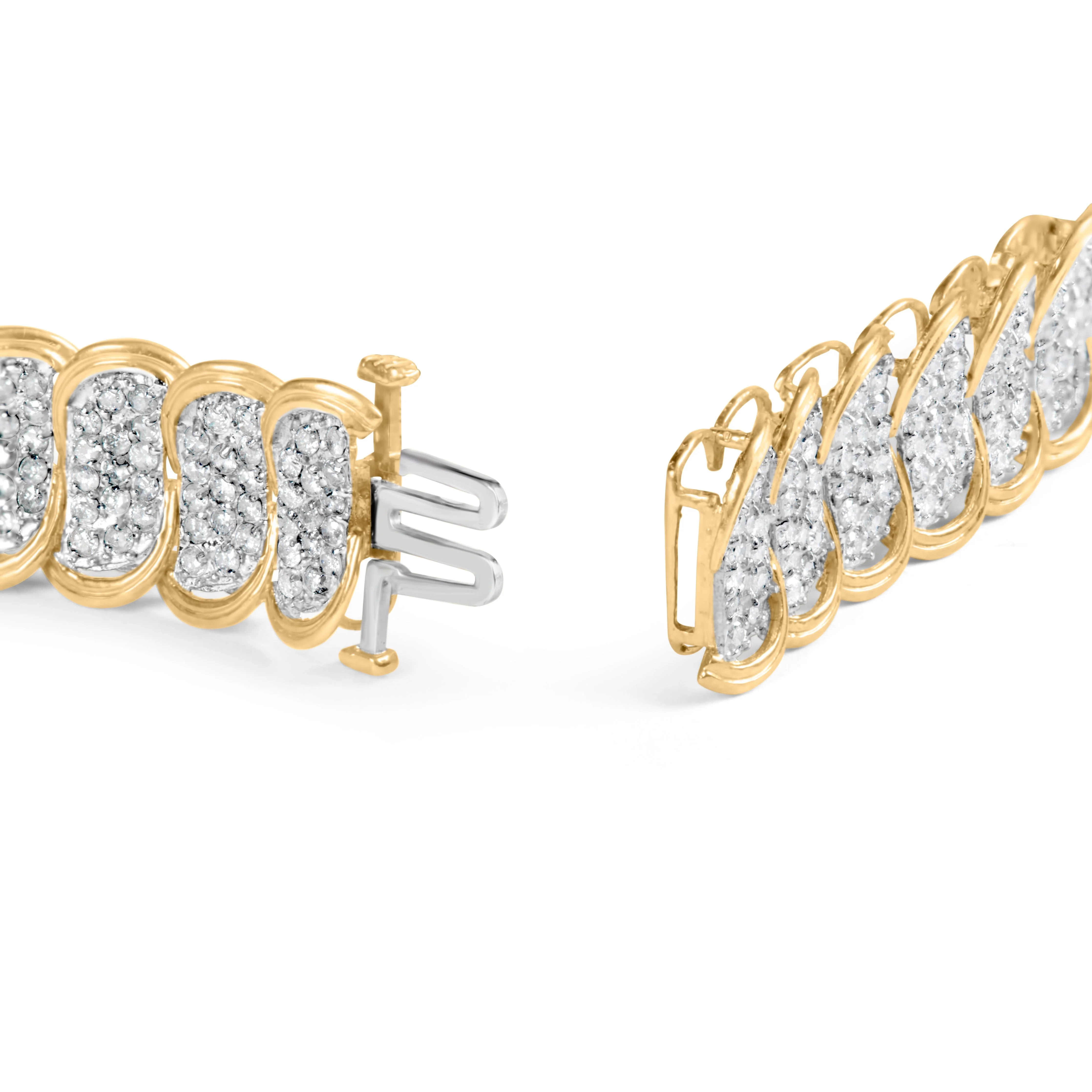10k Yellow Gold 5.00 Cttw Diamond Oval Banded Link Bracelet (I-J Color, I1-I2 Clarity) - 7" Inches - Image 5