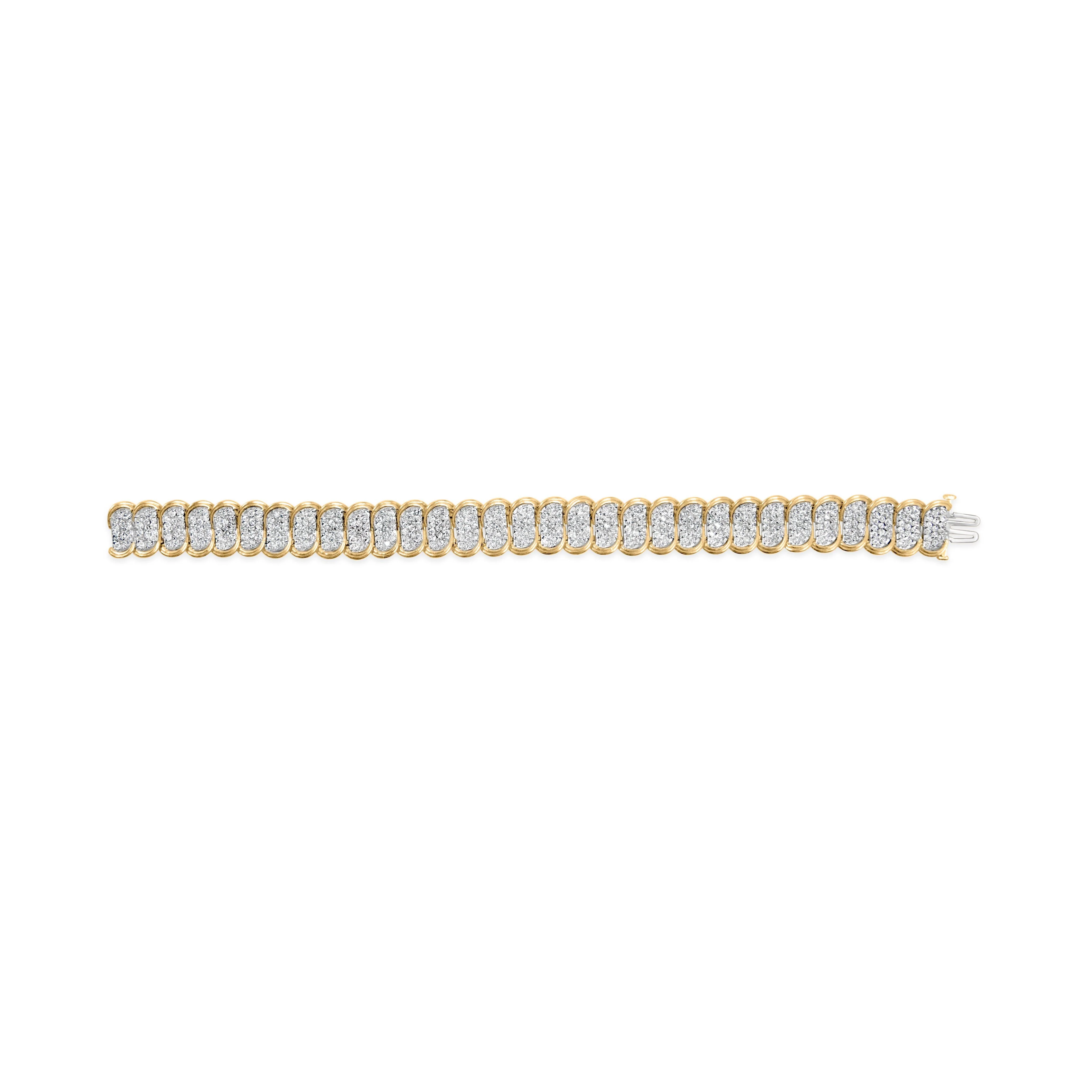 10k Yellow Gold 5.00 Cttw Diamond Oval Banded Link Bracelet (I-J Color, I1-I2 Clarity) - 7" Inches - Image 6