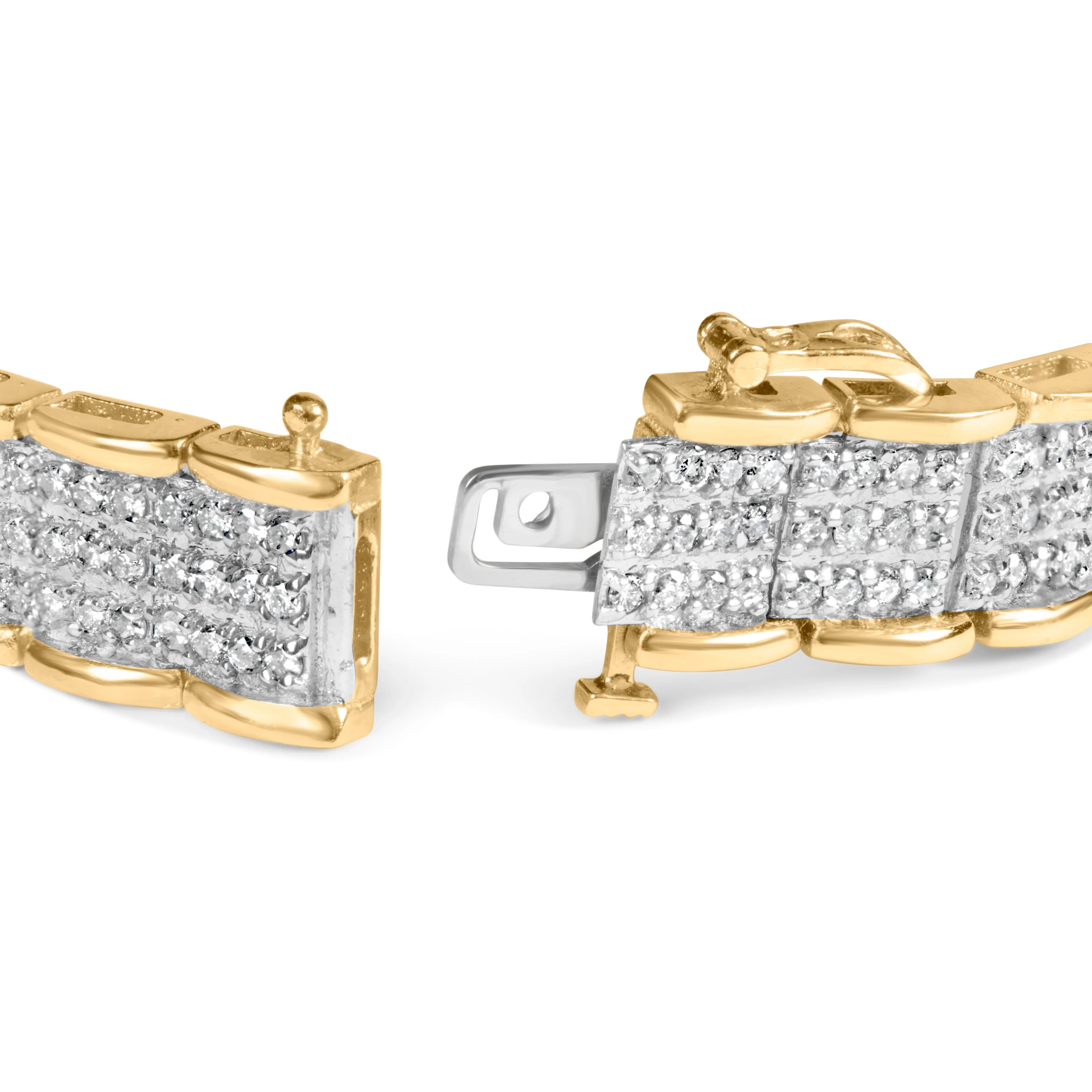 10K Yellow Gold 5.00 Cttw Round-Cut Diamond Link 7" Bracelet (J-K Color, I1-I2 Clarity) - Image 2