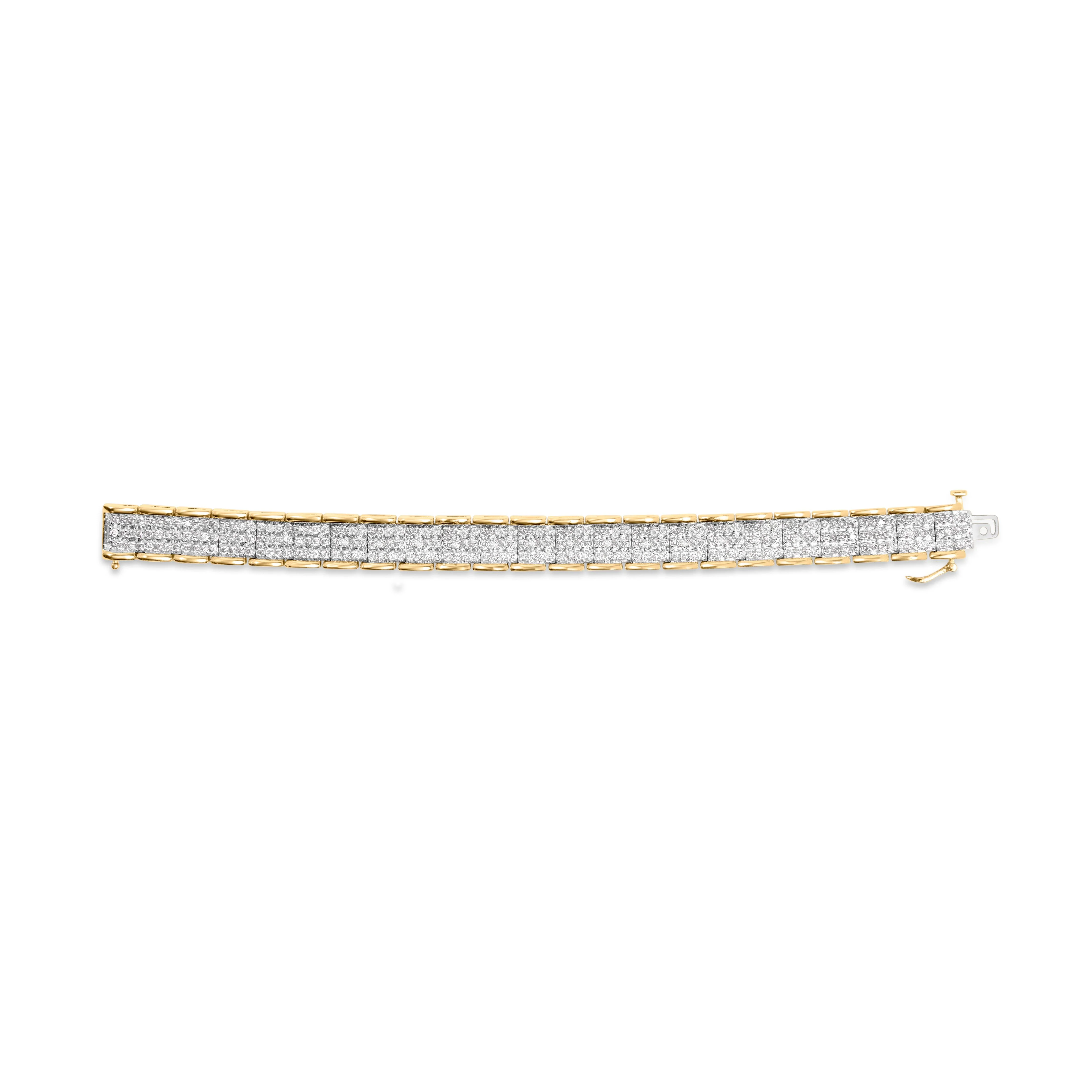 10K Yellow Gold 5.00 Cttw Round-Cut Diamond Link 7" Bracelet (J-K Color, I1-I2 Clarity) - Image 8