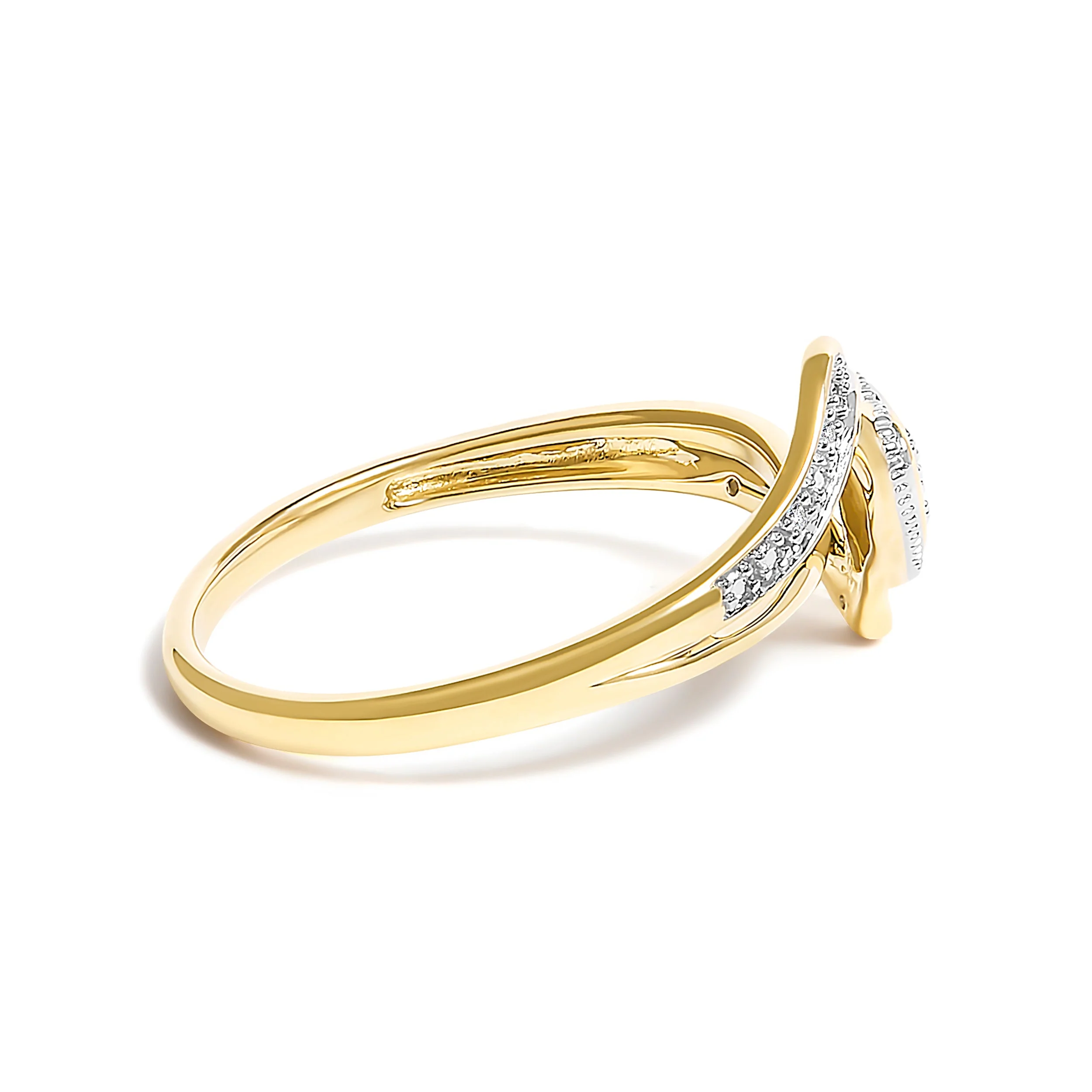 10K Yellow Gold Diamond Accent Filigree Heart Promise Ring (I-J Color, I3 Clarity)- Size 7 - Image 2