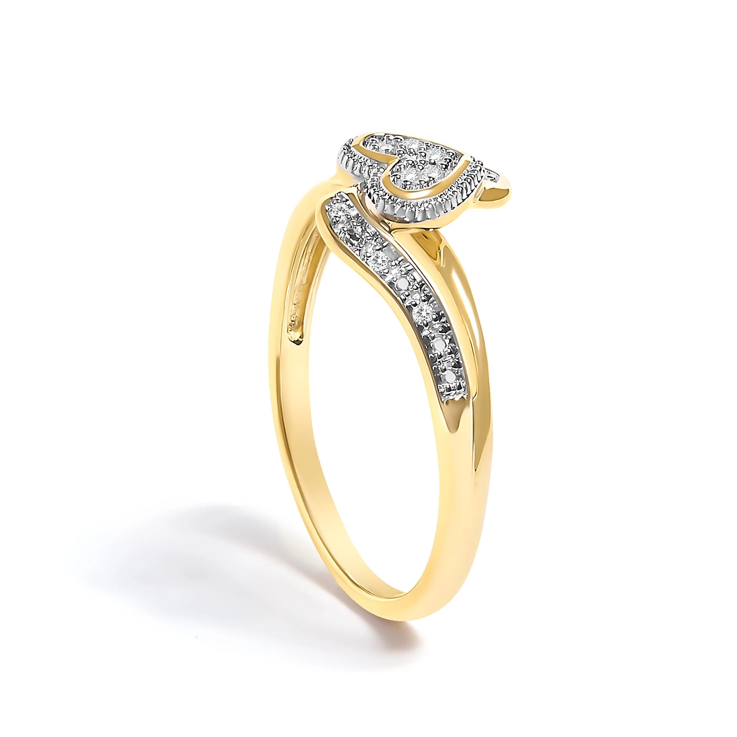 10K Yellow Gold Diamond Accent Filigree Heart Promise Ring (I-J Color, I3 Clarity)- Size 7 - Image 4
