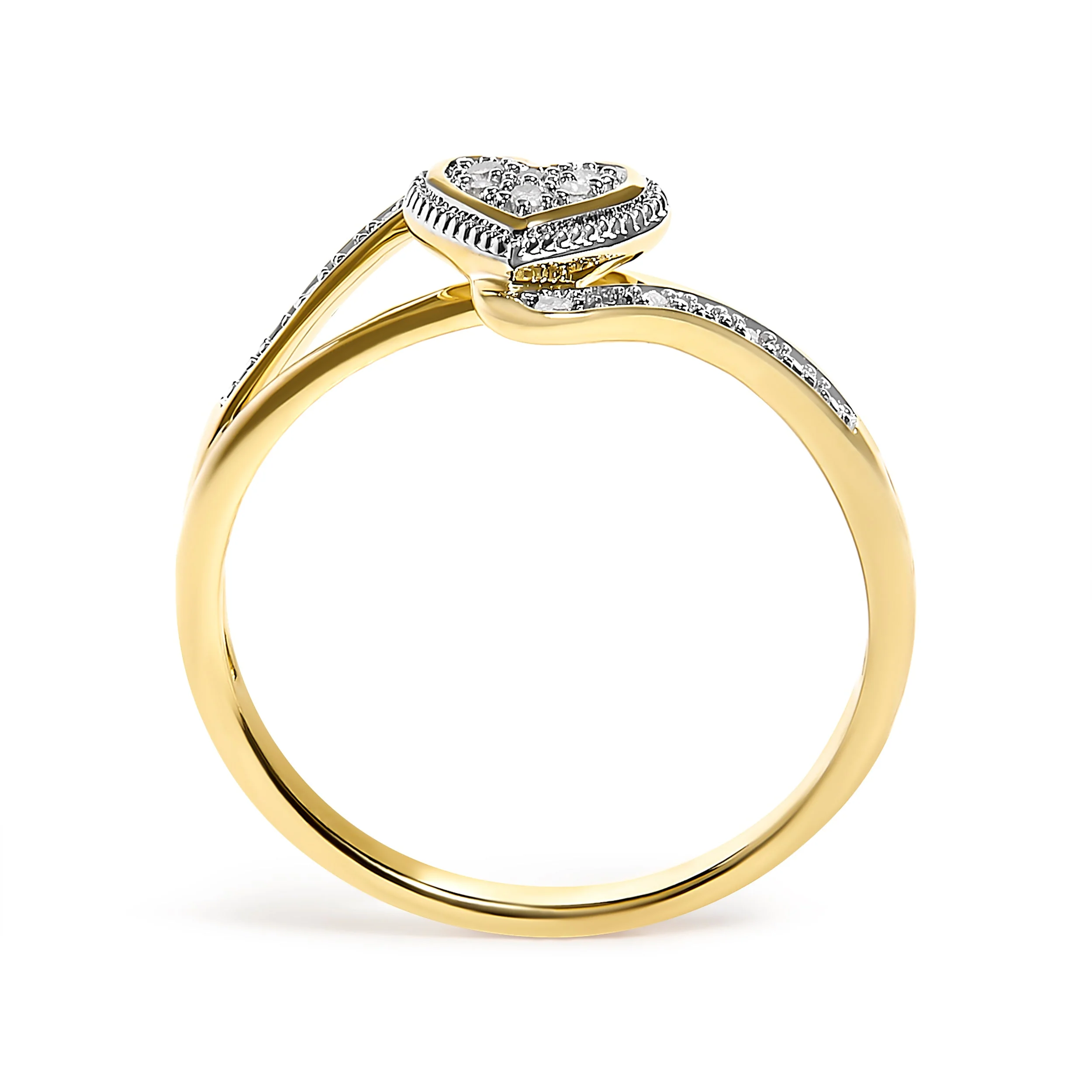 10K Yellow Gold Diamond Accent Filigree Heart Promise Ring (I-J Color, I3 Clarity)- Size 7 - Image 5
