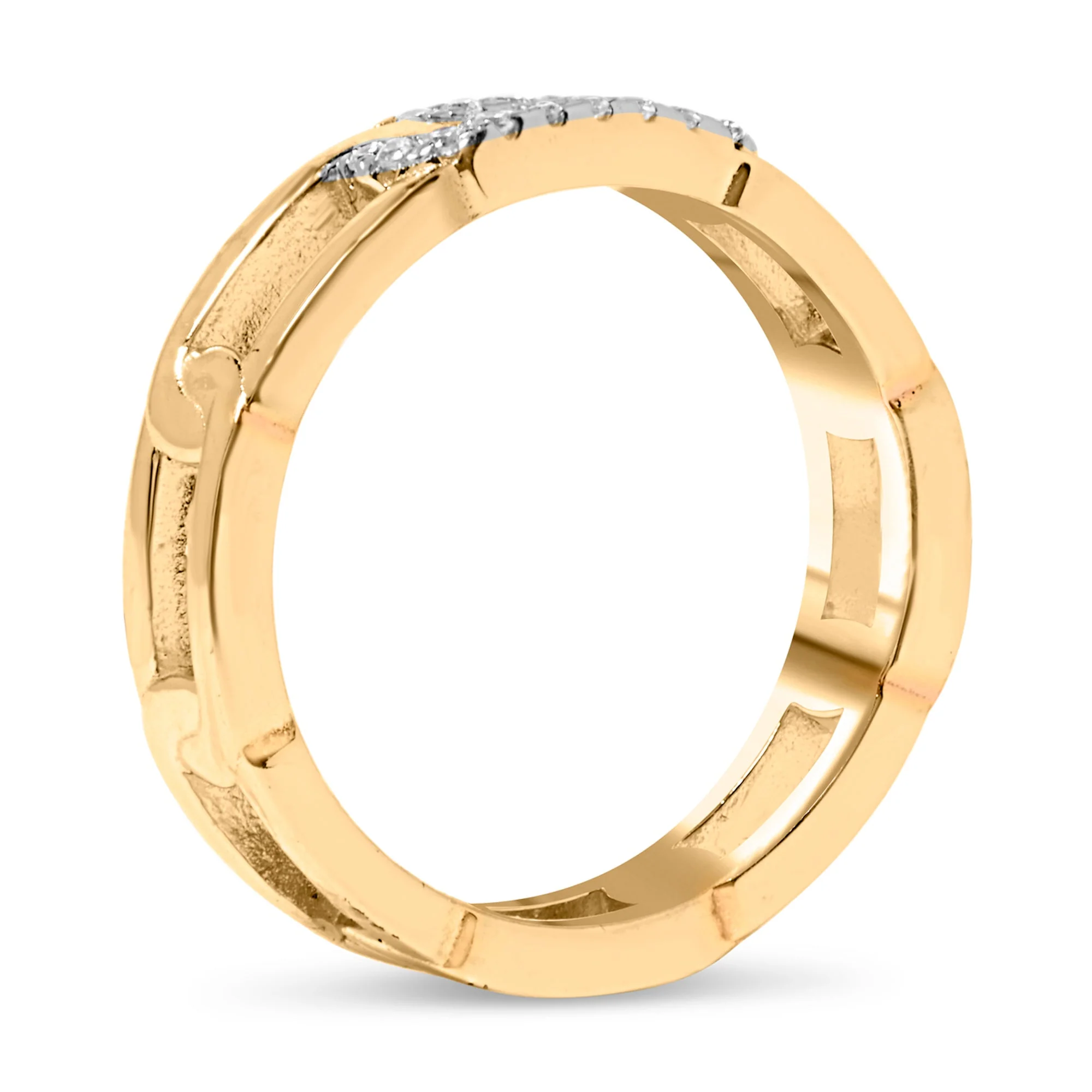 10K Yellow Gold Diamond Accent Paperclip Band Ring (I-J Color, I2-I3 Clarity) - Size 7 - Image 4