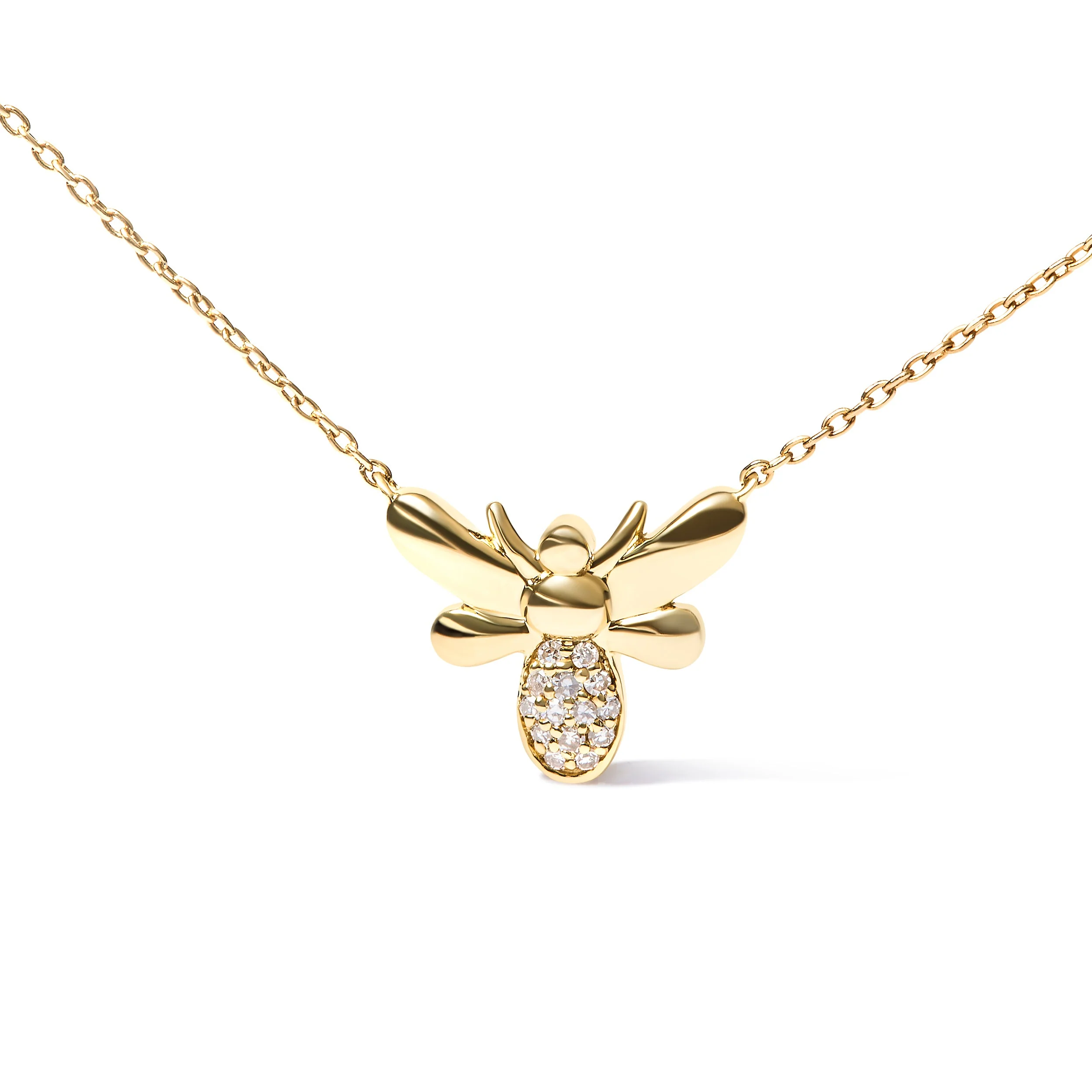 10K Yellow Gold Diamond Accented Bumble Bee Pendant 18" Inch Necklace (H-I Color, I1-I2 Clarity) - Image 2