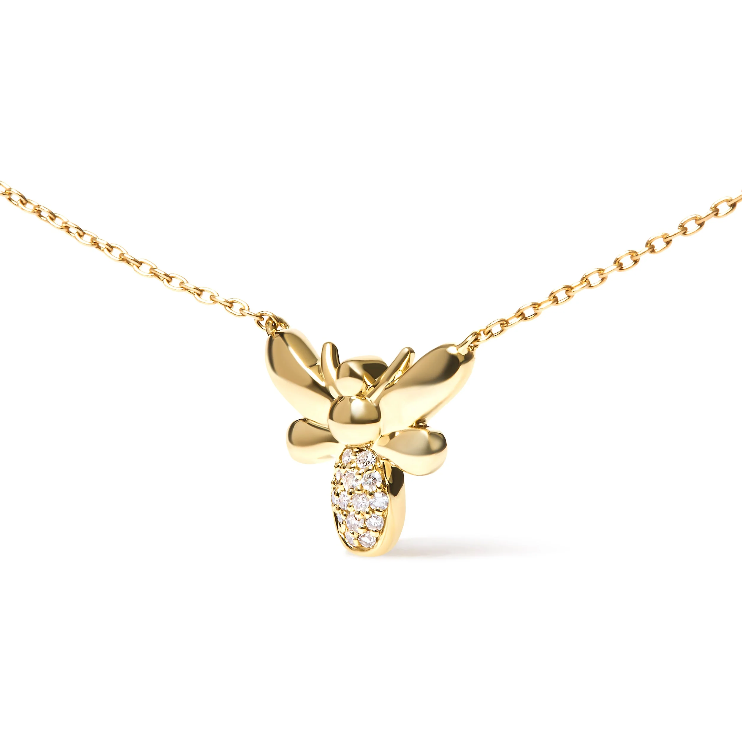 10K Yellow Gold Diamond Accented Bumble Bee Pendant 18" Inch Necklace (H-I Color, I1-I2 Clarity) - Image 6