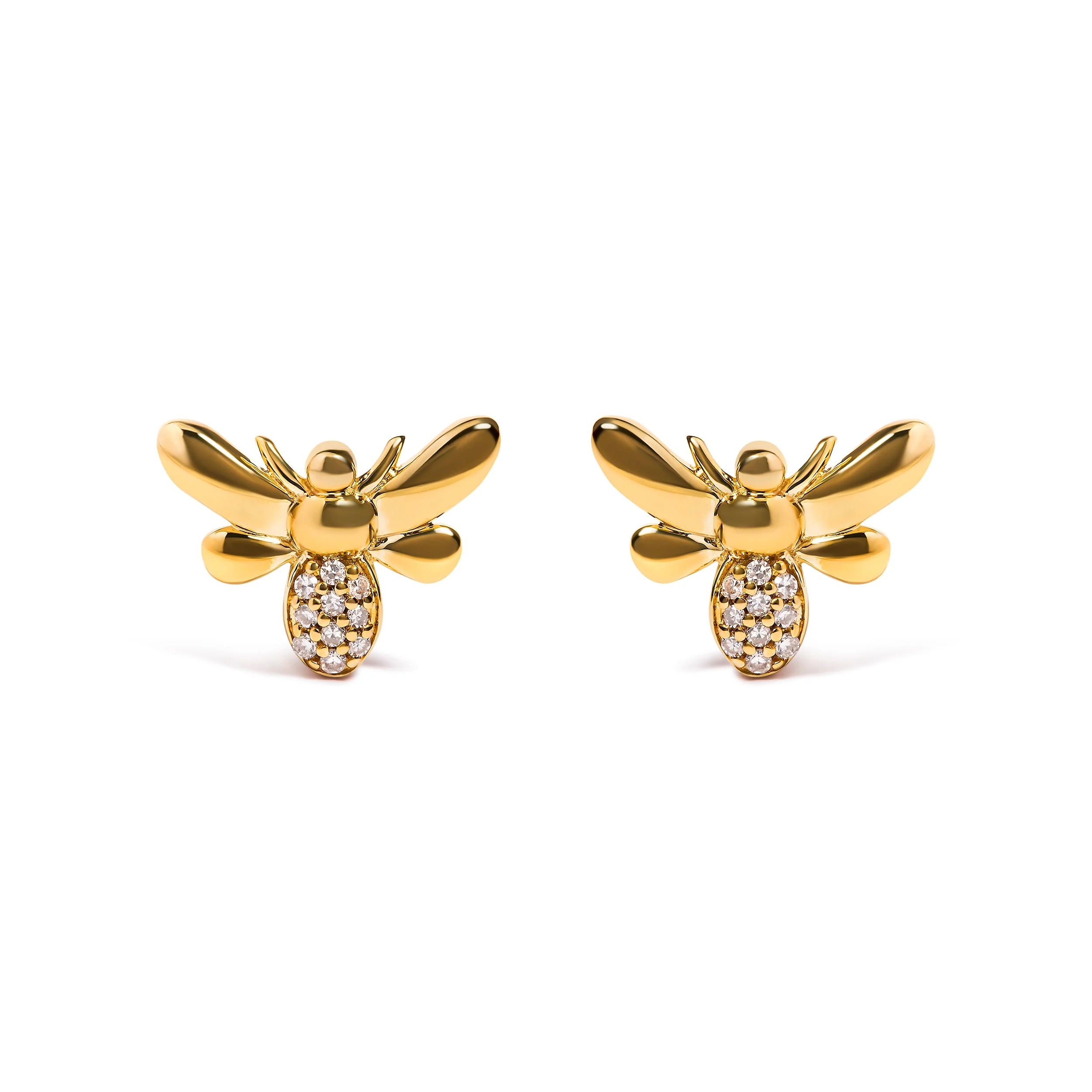 10K Yellow Gold Diamond Accented Bumble Bee Stud Earring (H-I Color, I1-I2 Clarity) - Image 4