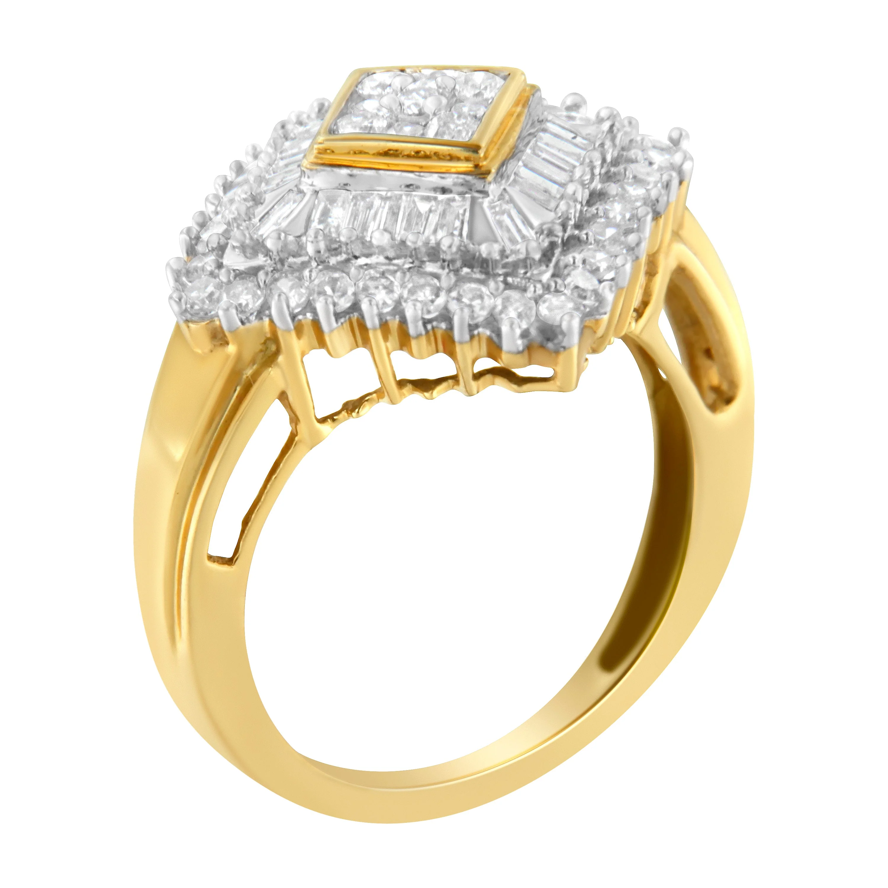 10K Yellow Gold Diamond Ballerina Ring (1 Cttw, I-J Color, I1-I2 Clarity) - Size 7 - Image 4