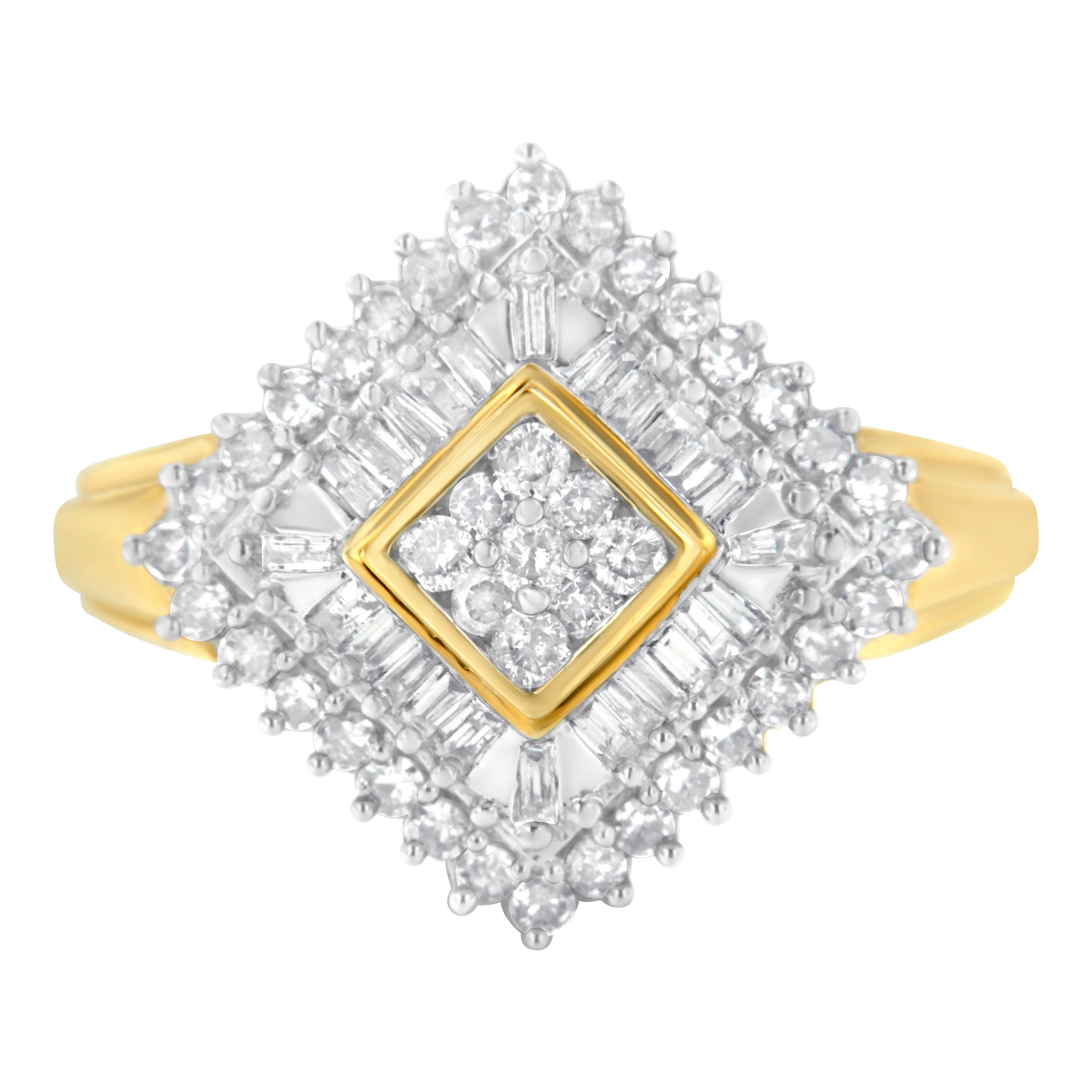 10K Yellow Gold Diamond Ballerina Ring (1 Cttw, I-J Color, I1-I2 Clarity) - Size 7 - Image 6