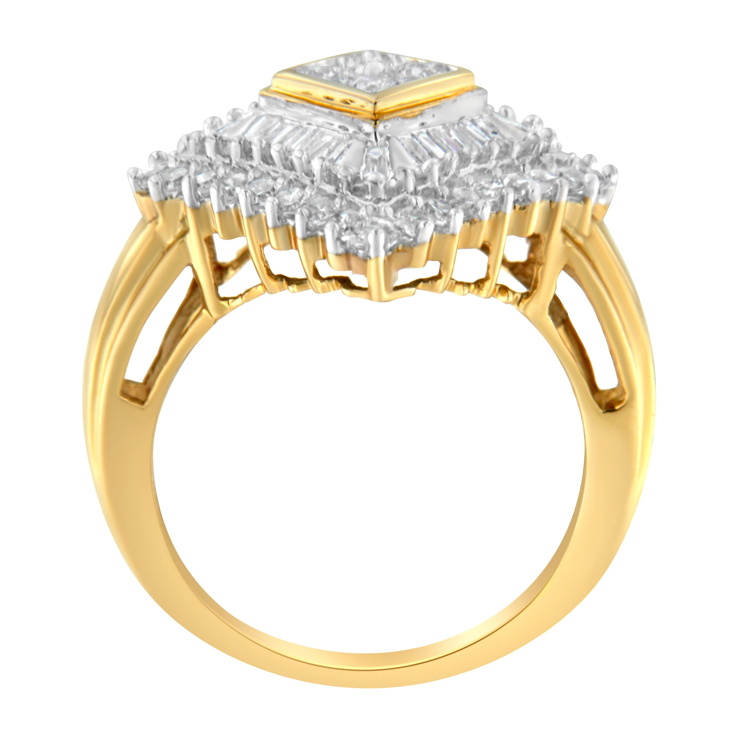 10K Yellow Gold Diamond Ballerina Ring (1 Cttw, I-J Color, I1-I2 Clarity) - Size 7 - Image 7