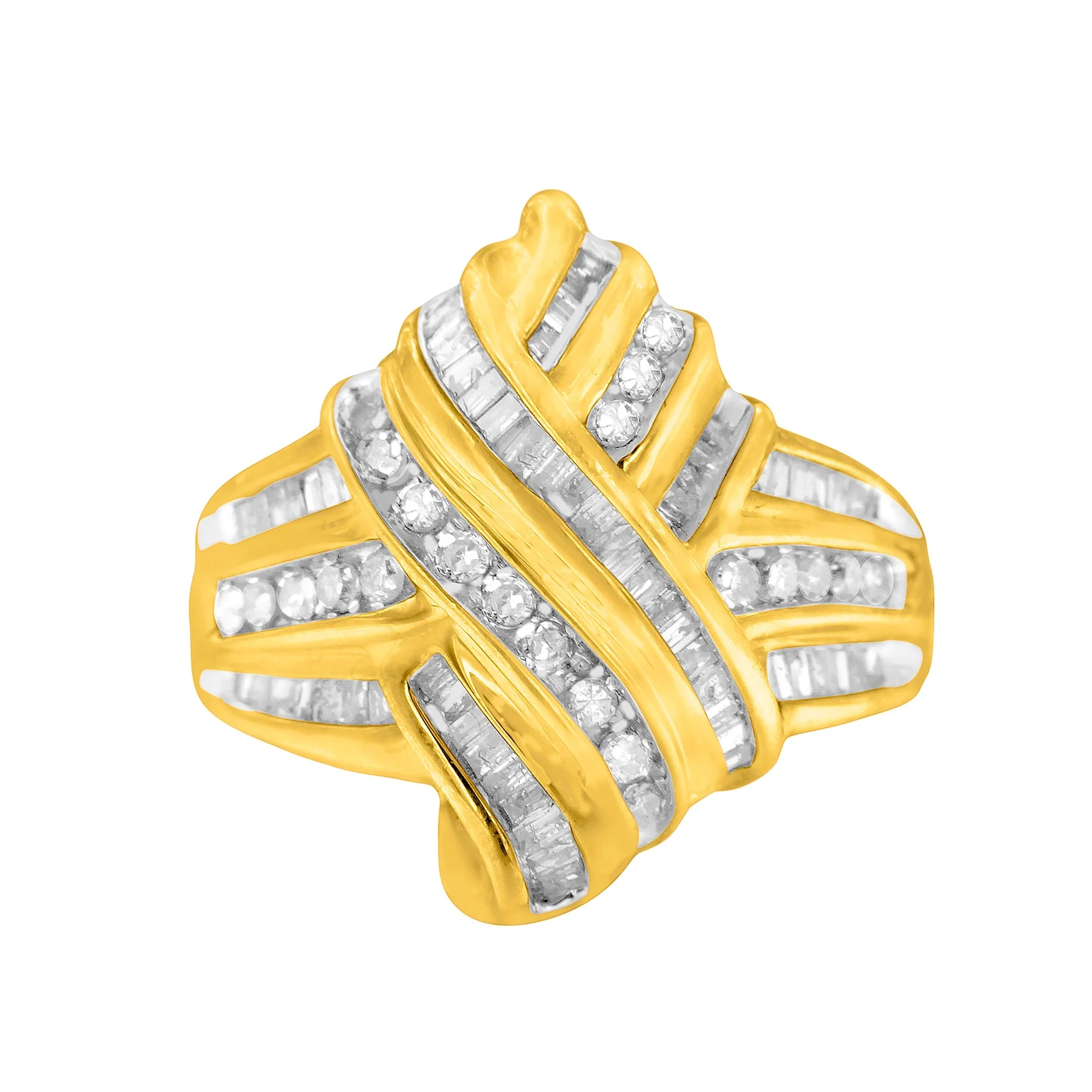 10K Yellow Gold Diamond Bypass Ring (1.0 cttw, H-I Color, I2-I3 Clarity)