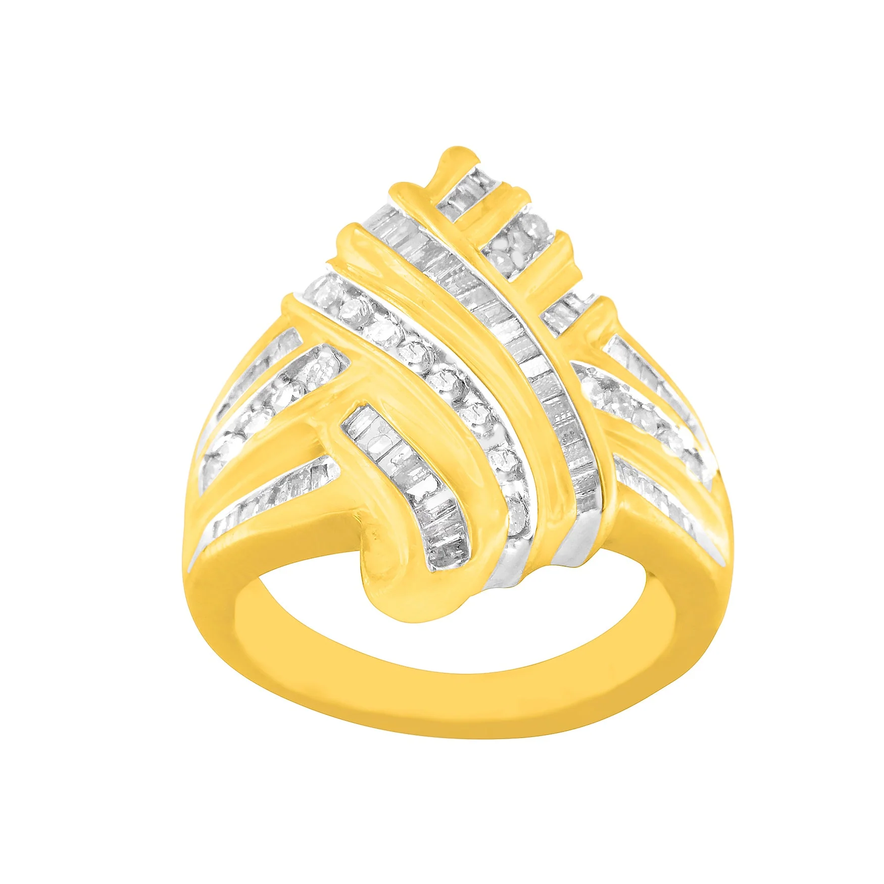 10K Yellow Gold Diamond Bypass Ring (1.0 cttw, H-I Color, I2-I3 Clarity) - Image 3