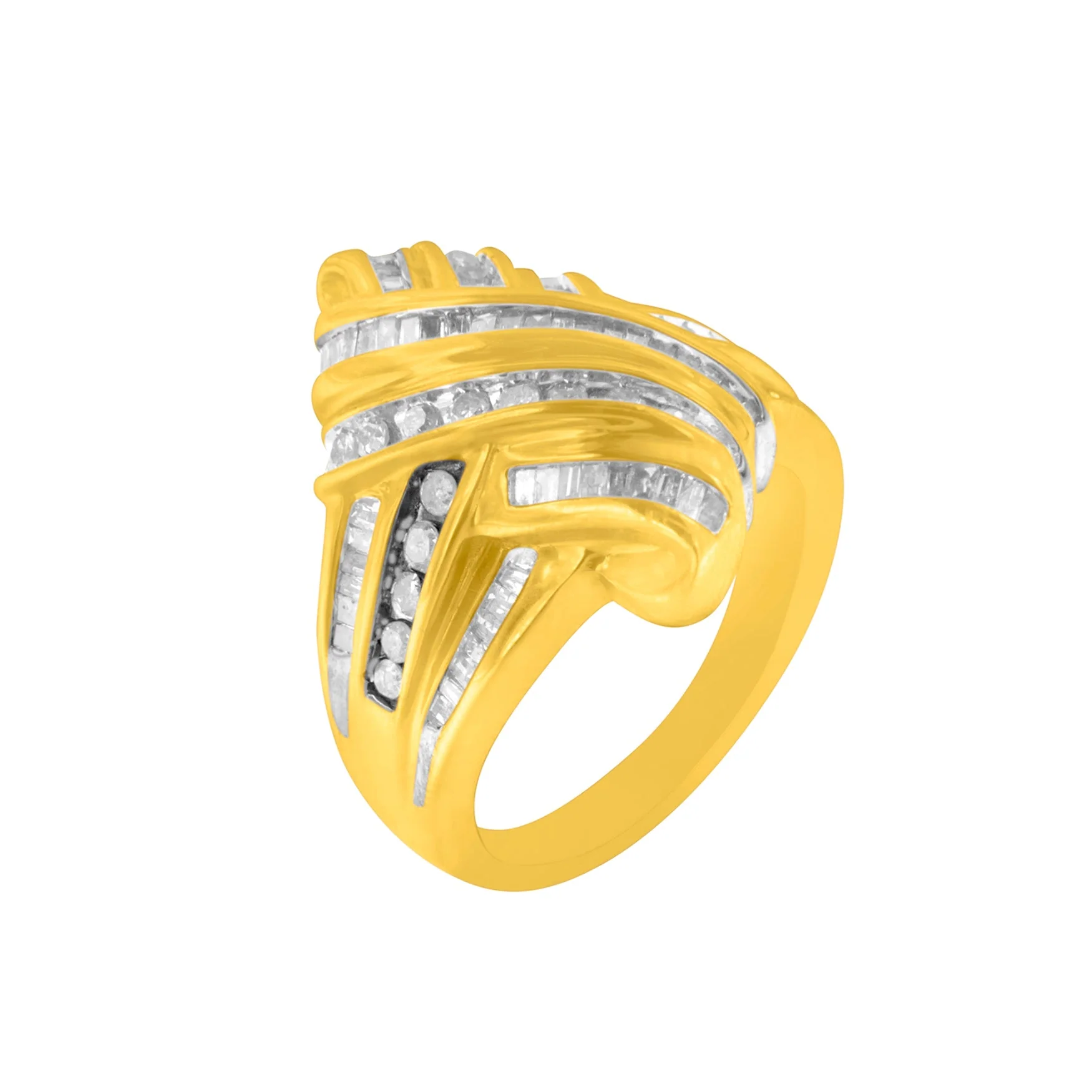 10K Yellow Gold Diamond Bypass Ring (1.0 cttw, H-I Color, I2-I3 Clarity) - Image 4