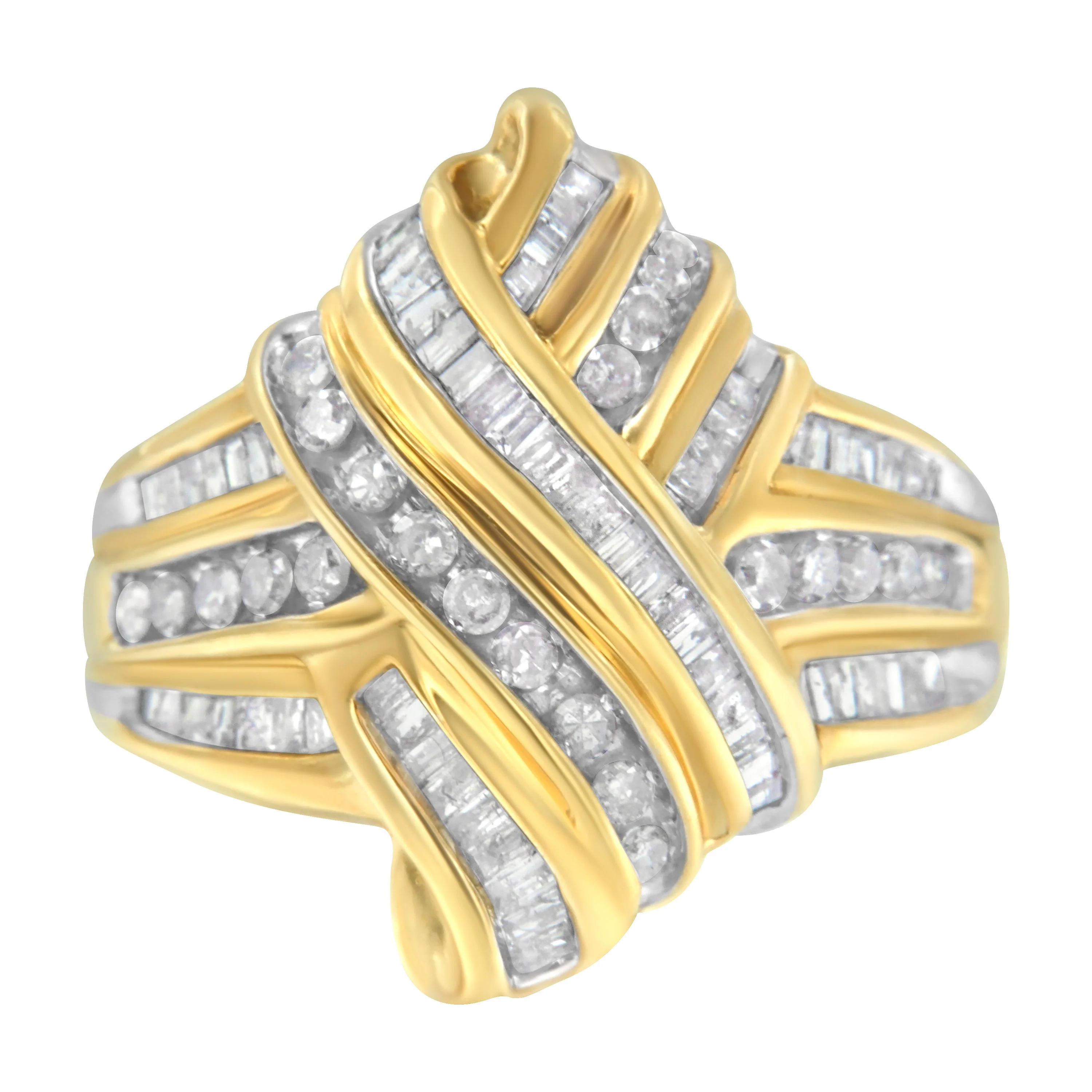 10K Yellow Gold Diamond Bypass Ring (1.0 cttw, H-I Color, I2-I3 Clarity) - Image 6