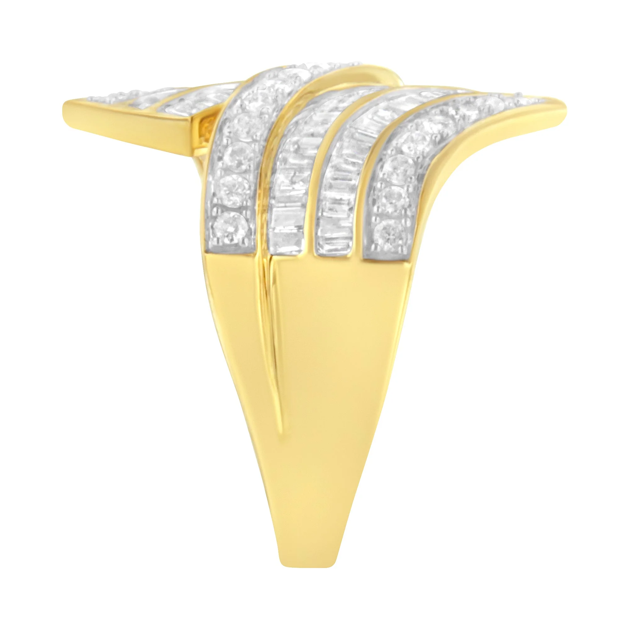 10K Yellow Gold Diamond Bypass Ring (1 1/7 Cttw, I-J Color, I1-I2 Clarity) - Size 5 - Image 4