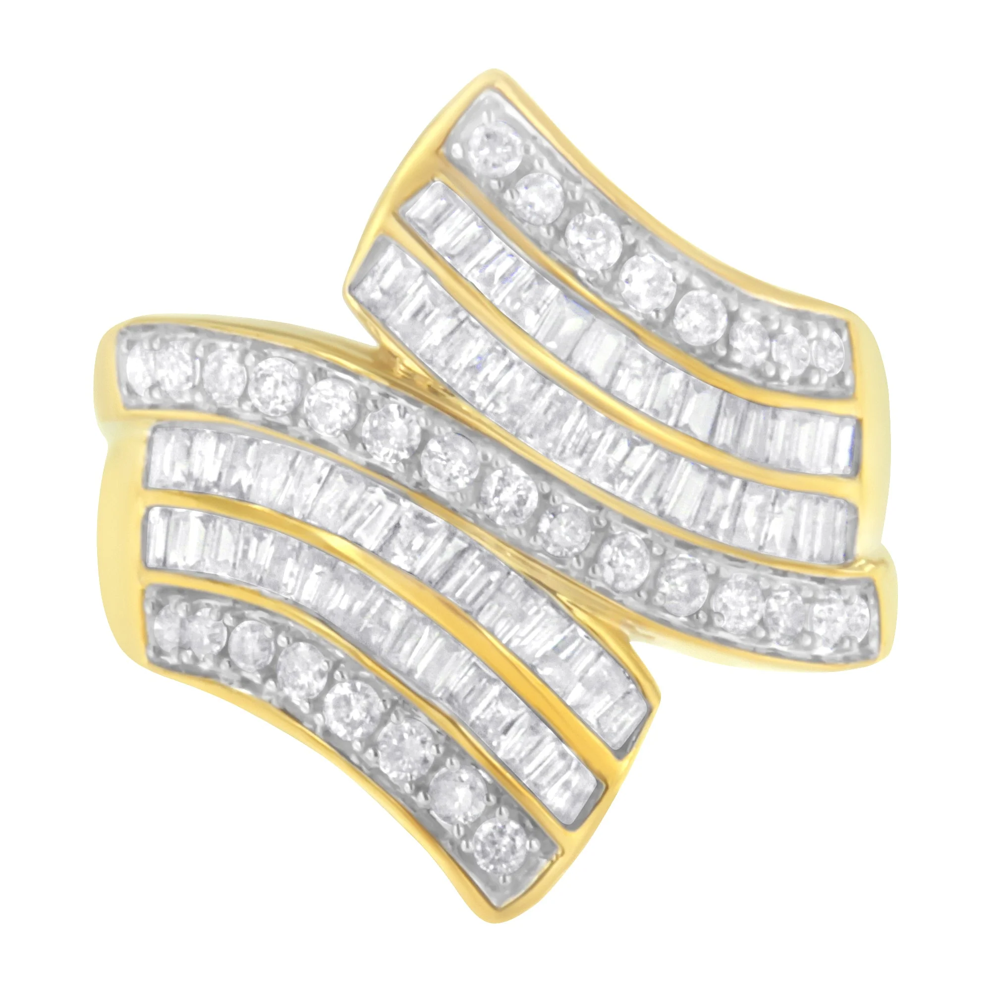 10K Yellow Gold Diamond Bypass Ring (1 1/7 Cttw, I-J Color, I1-I2 Clarity) - Size 5 - Image 7