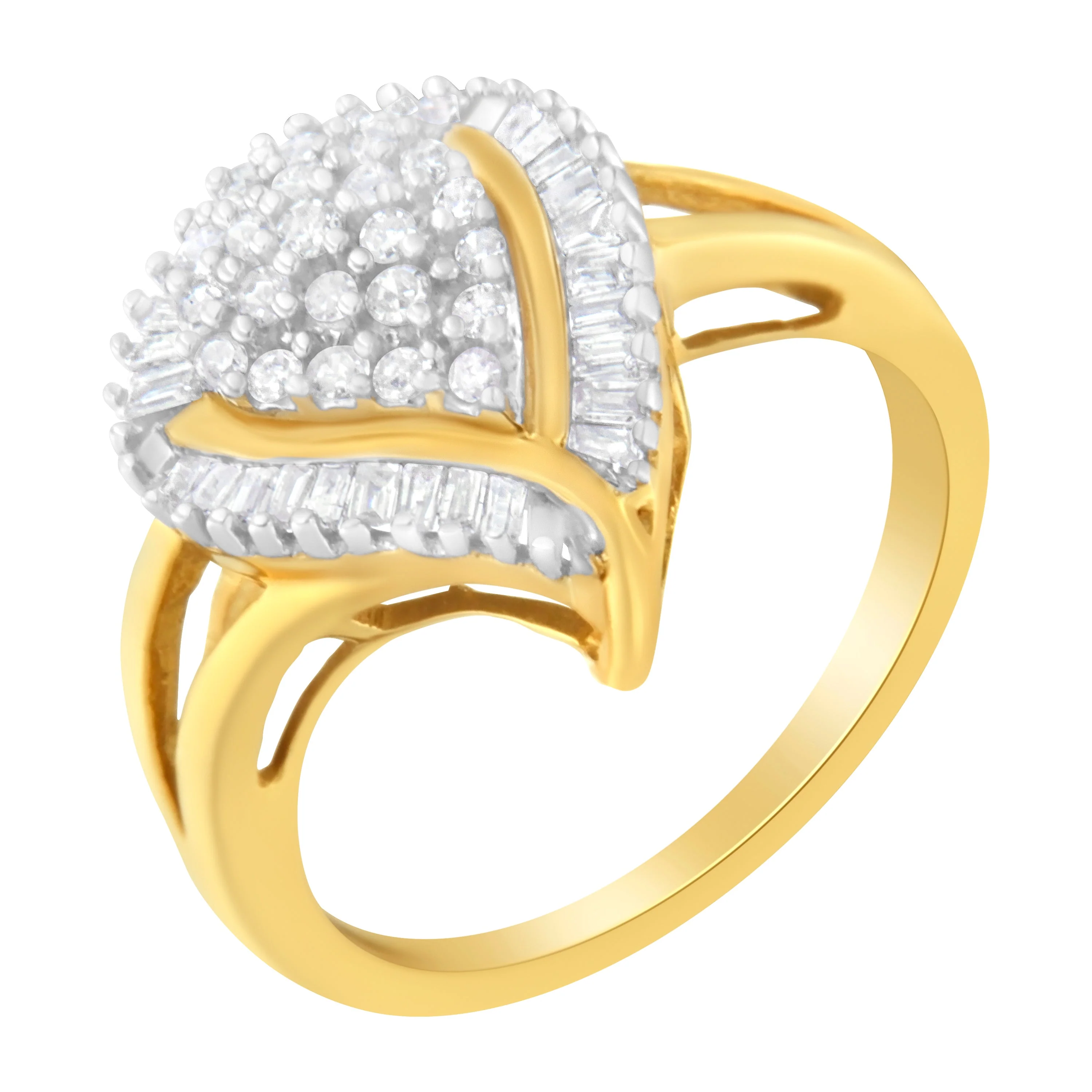 10K Yellow Gold Diamond Cluster Ring (1/2 Cttw, I-J Color, I1-I2 Clarity) - Size 8 - Image 4