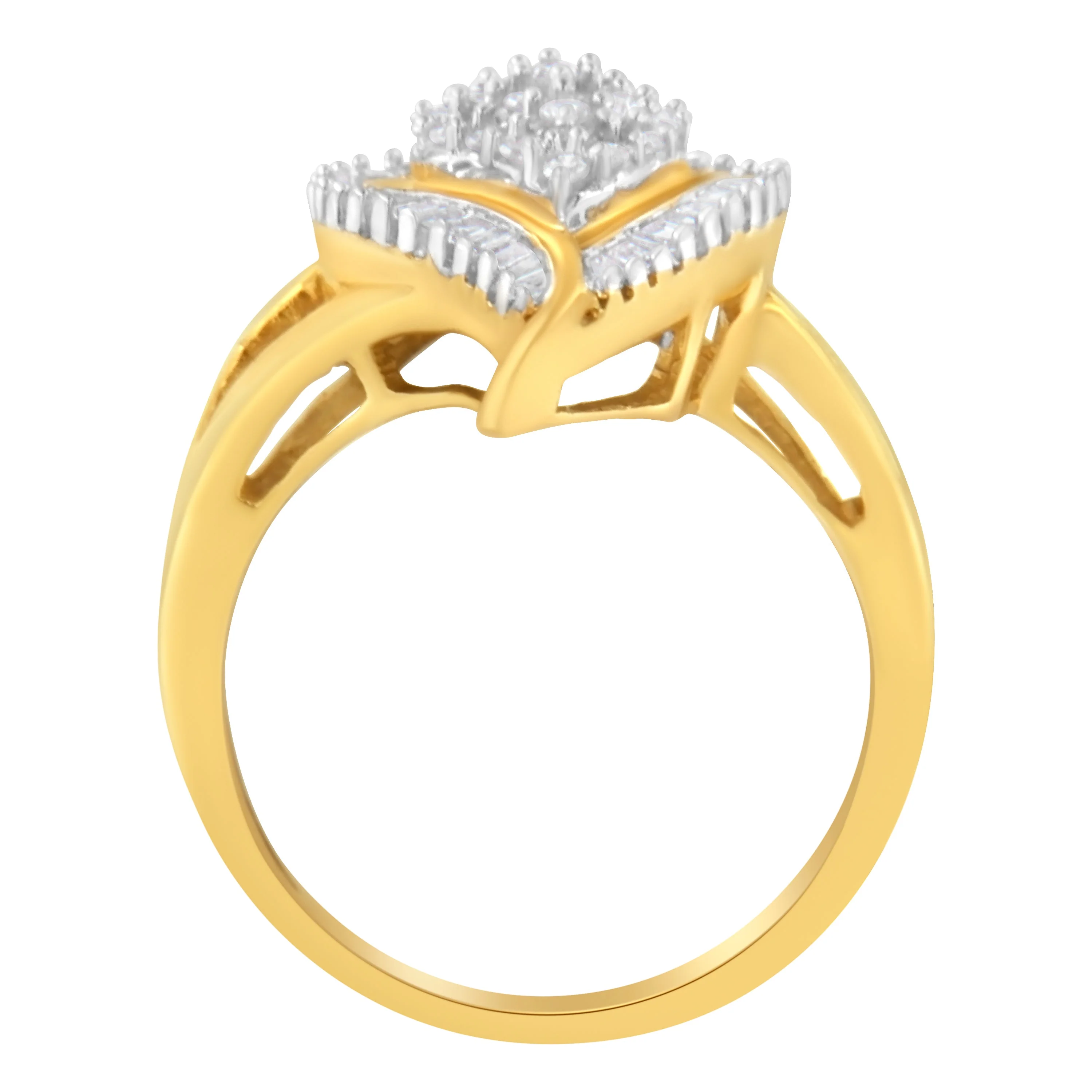 10K Yellow Gold Diamond Cluster Ring (1/2 Cttw, I-J Color, I1-I2 Clarity) - Size 8 - Image 7