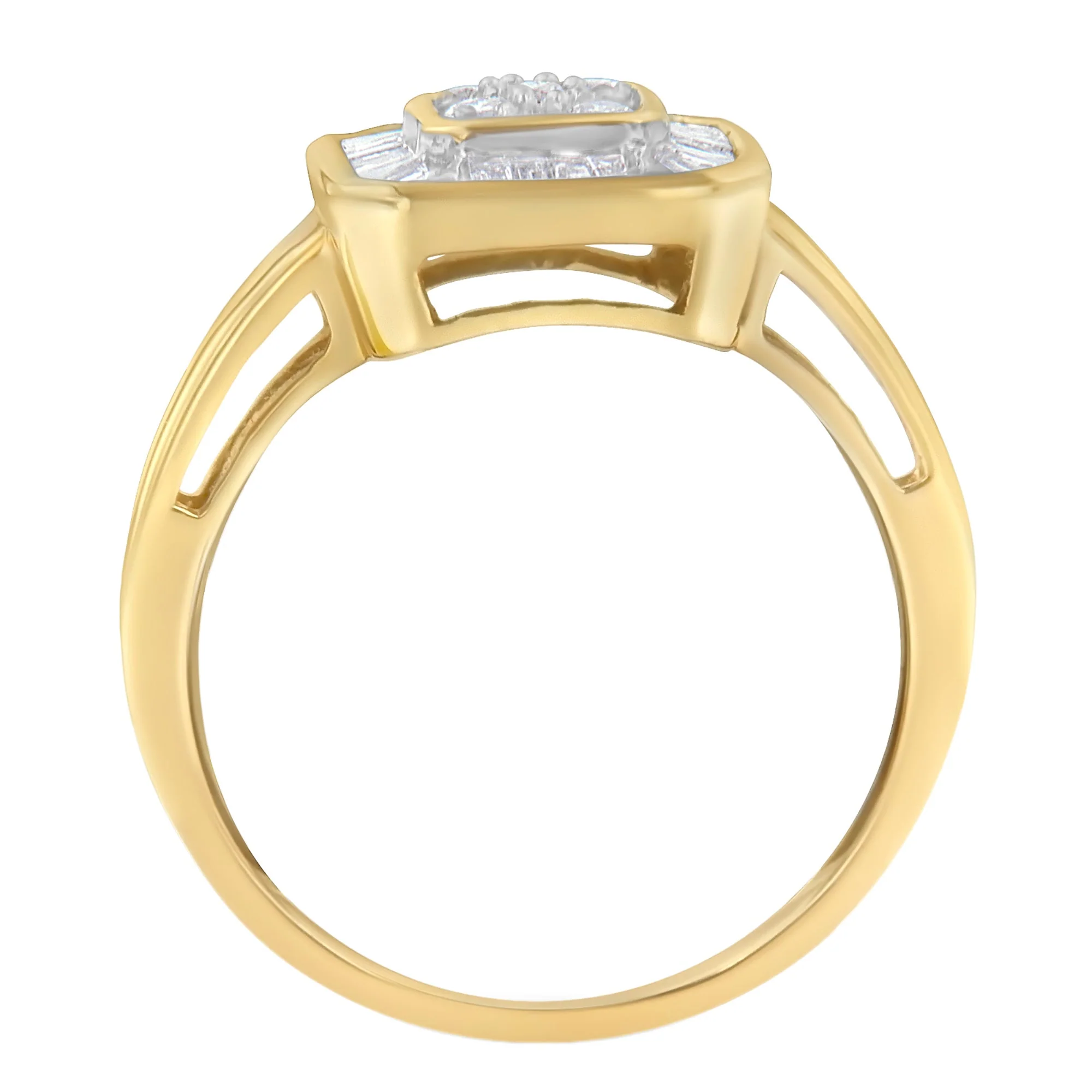 10K Yellow Gold Diamond Cocktail Ring (1/2 Cttw, I-J Color, SI2-I1 Clarity) - Size 6 - Image 6