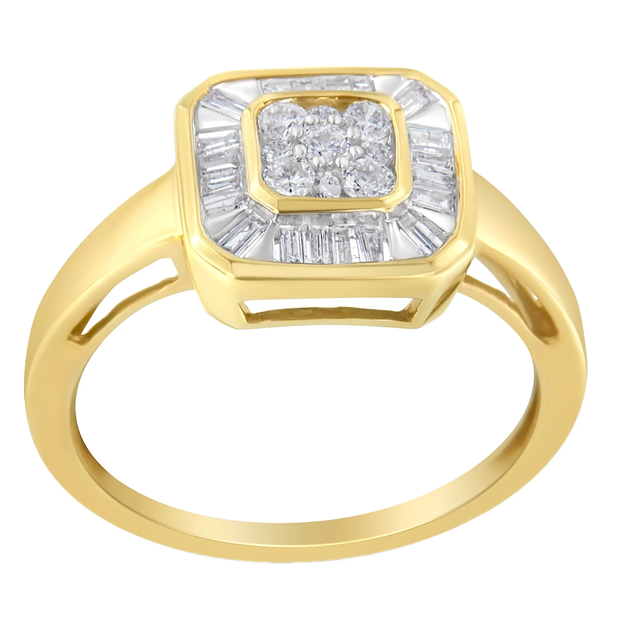 10K Yellow Gold Diamond Cocktail Ring (1/2 Cttw, I-J Color, SI2-I1 Clarity) - Size 6 - Image 7