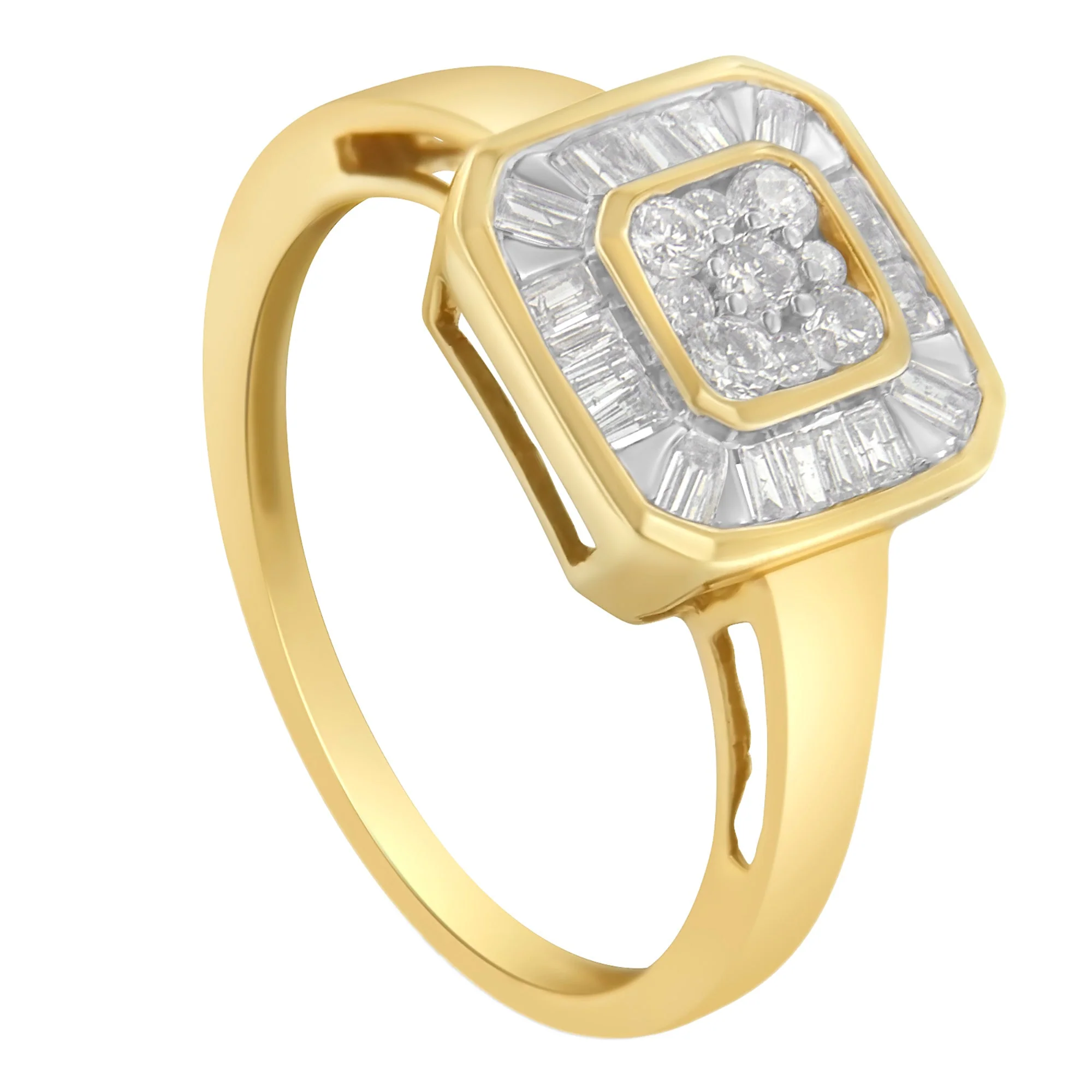 10K Yellow Gold Diamond Cocktail Ring (1/2 Cttw, I-J Color, SI2-I1 Clarity) - Size 6 - Image 8
