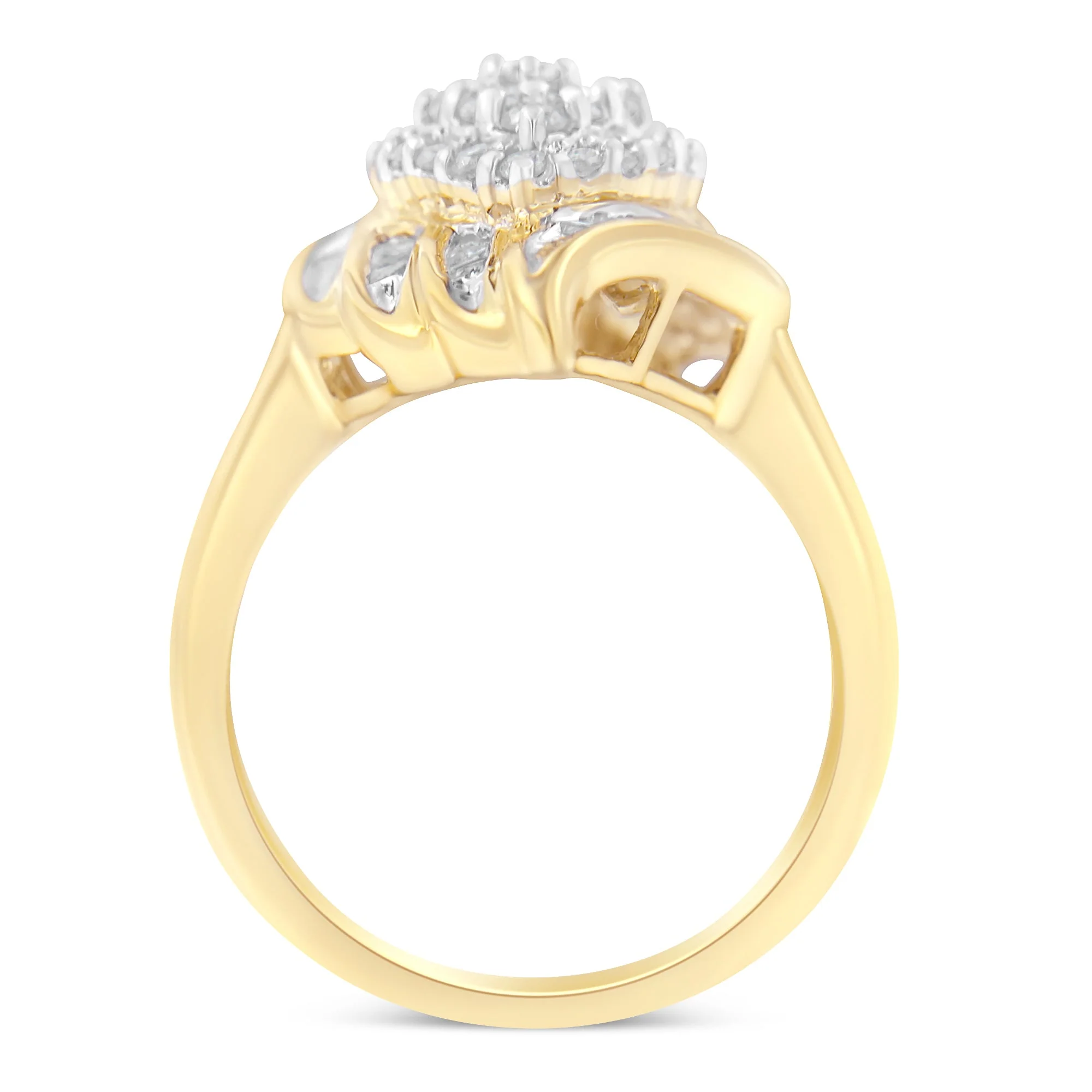 10K Yellow Gold Diamond Cocktail Ring (3/4 Cttw, I-J Color, I2-I3 Clarity) - Size 8 - Image 2