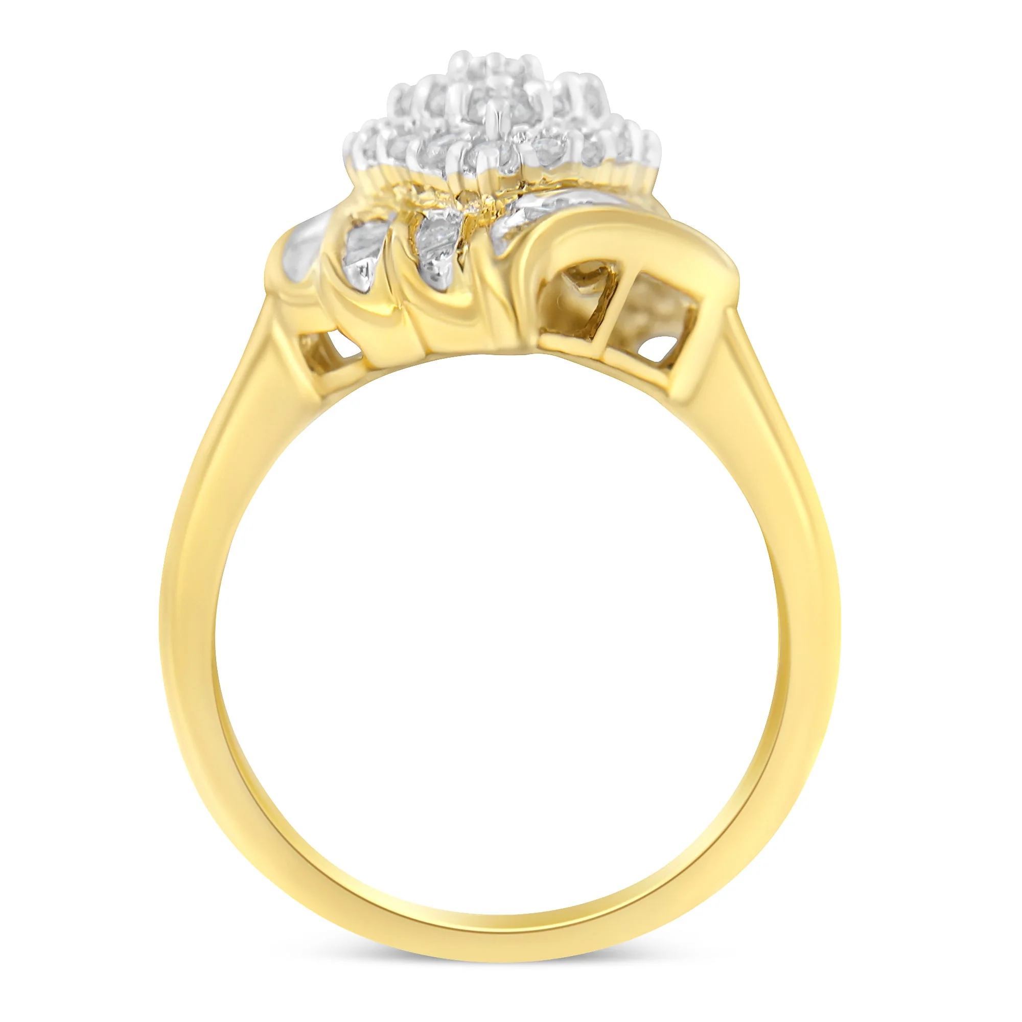 10K Yellow Gold Diamond Cocktail Ring (3/4 Cttw, I-J Color, I2-I3 Clarity) - Size 8 - Image 6